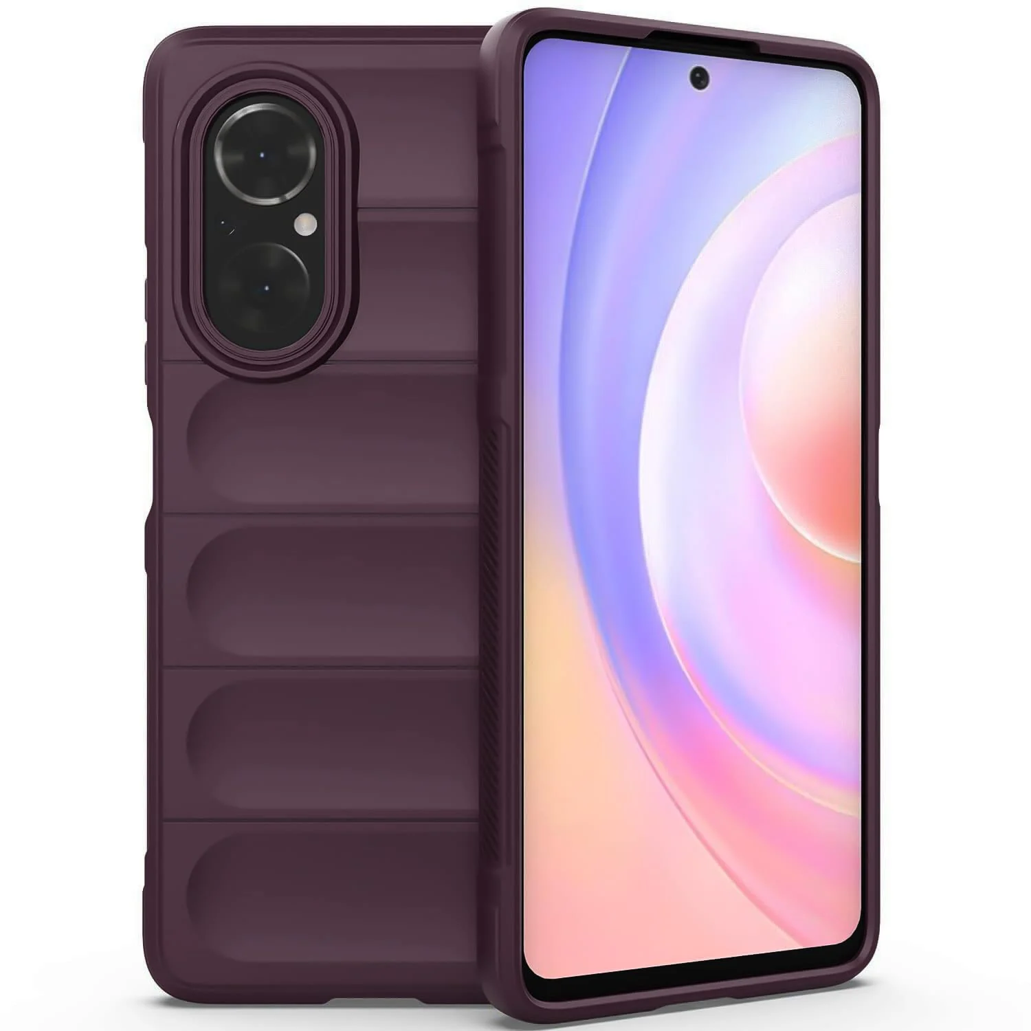 DL3 Mobilak Flexible Silicone and TPU Protective Case with Camera Protection for Huawei Nova 9 SE / Honor 50 SE - Wine Red