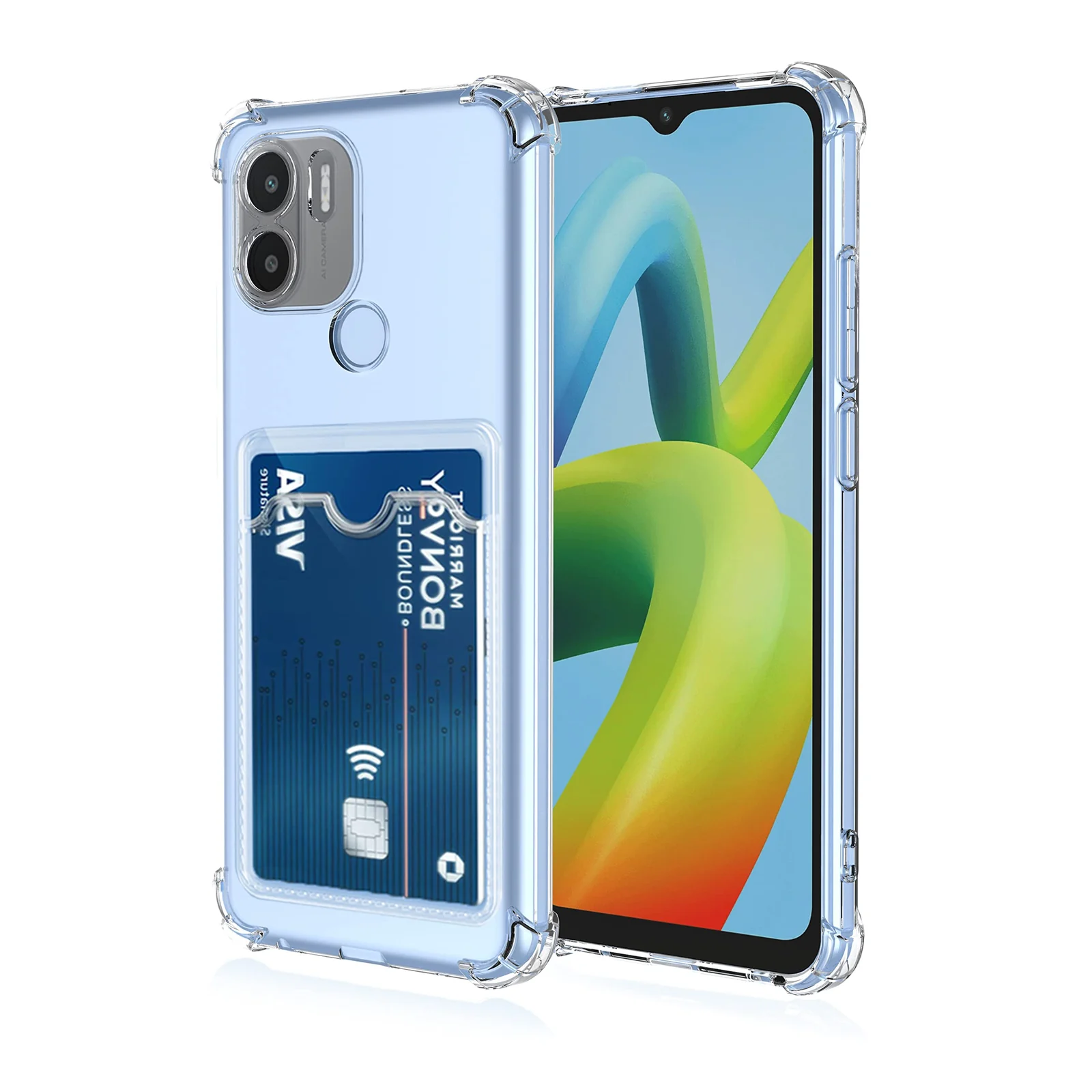DL3 Mobilak Clear TPU Wallet Case with Card Slot and Camera Protection for Xiaomi Redmi A1+ A1 Plus - Transparent