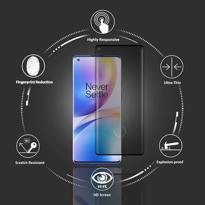 DL3 Mobilak Screen Protector for OnePlus 8 Pro Glass Fingerprint Reader Support 3D Curved Anti-Spy Tempered Glass Screen Protector - Privacy