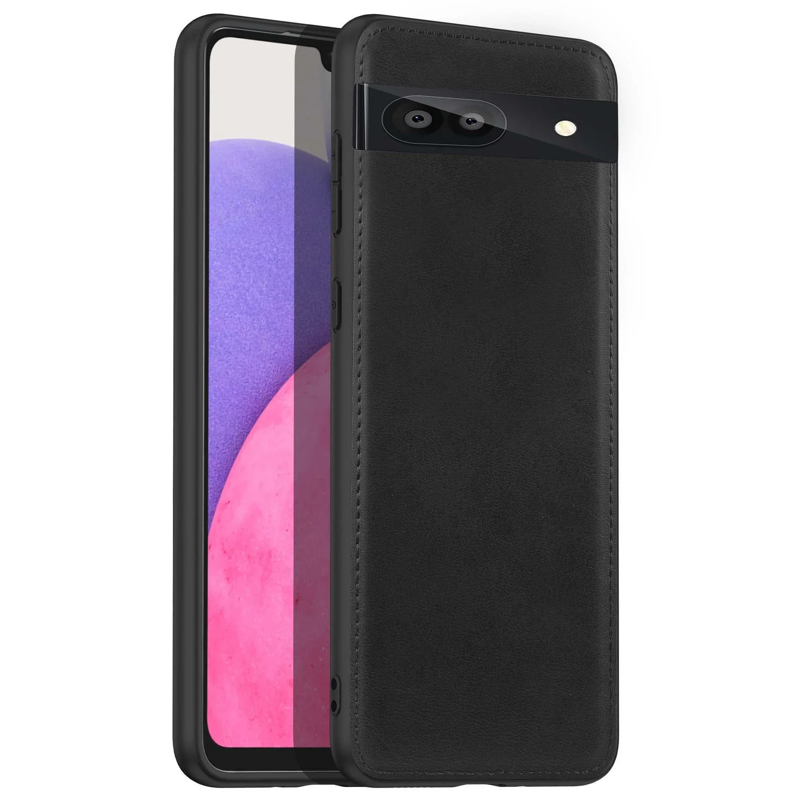DL3 Mobilak Case for Google Pixel 6a Leather, Anti-Drop, Anti-Shock, Non-Slip Texture, Simple Cell Phong Cover - Black