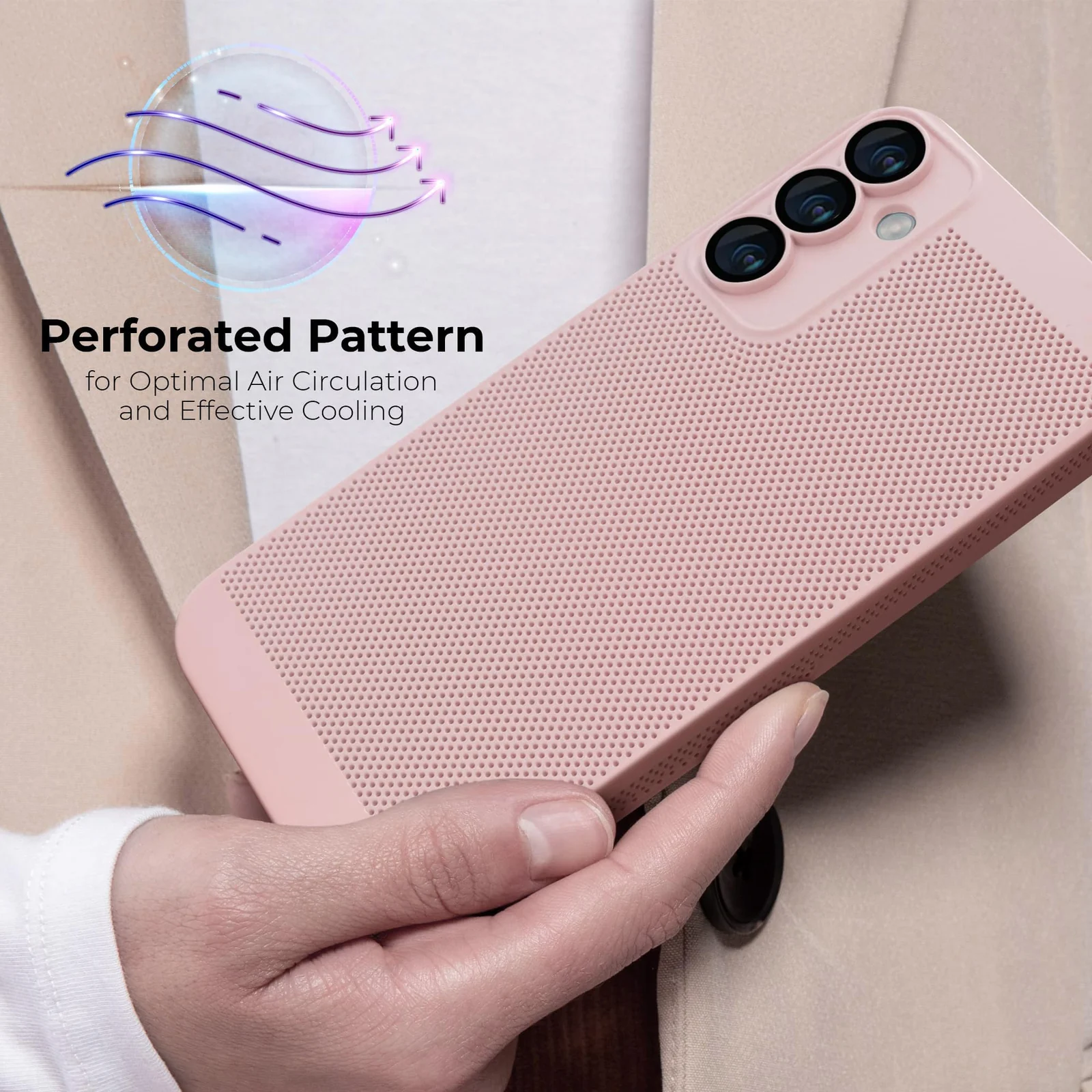 DL3 Mobilak Heat-Dissipation Hard PC Case with Built-In Camera Lens Protector for Samsung Galaxy S23 Plus - Pink