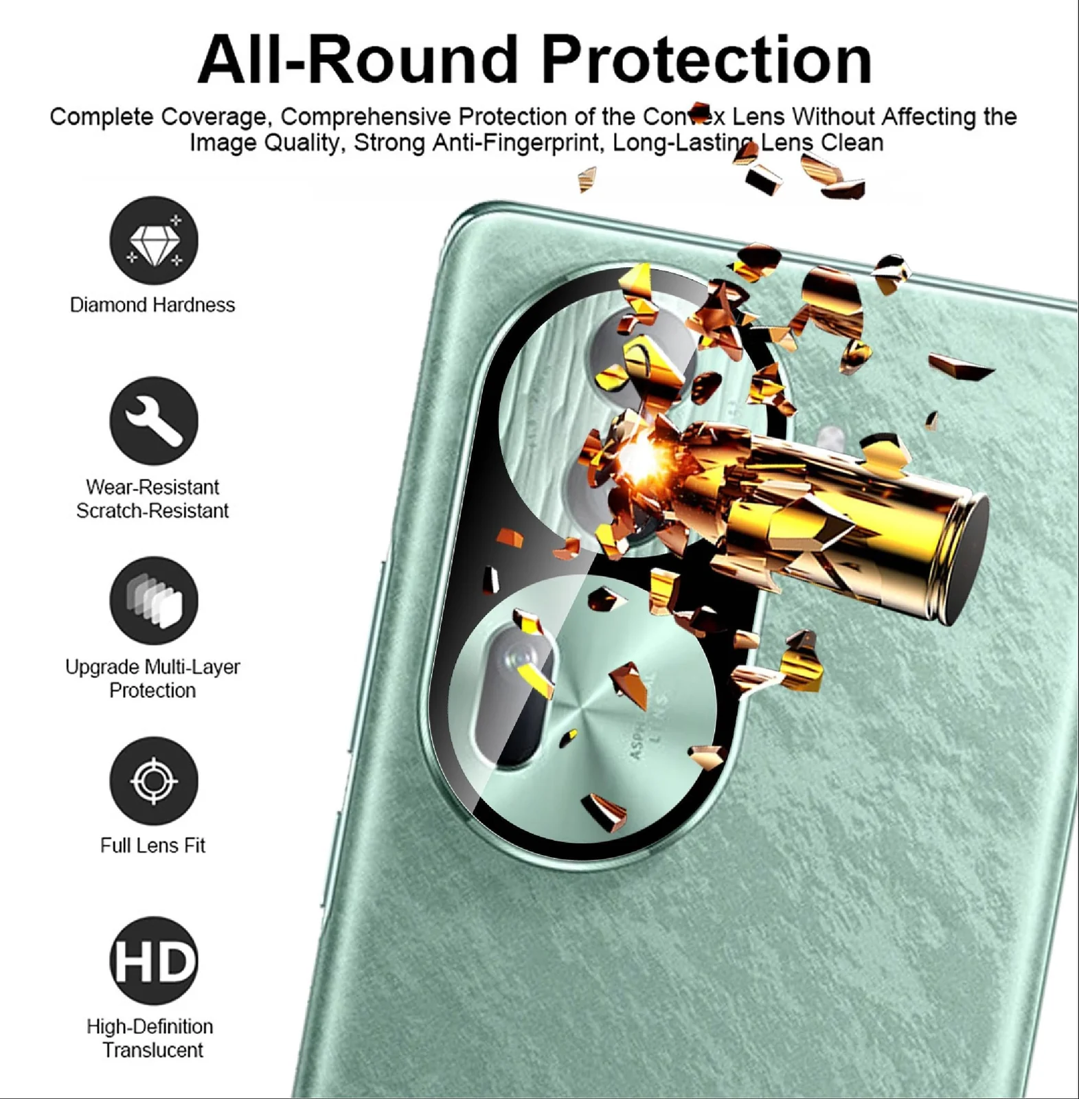 DL3 Mobilak OPPO Reno 11 5G | OPPO Reno 11 Pro 5G Camera Lens Protector Tempered Glass Screen Protector HD [Full Coverage][Anti-Scratch] Drop Protection Ultra Clear/Thin Lens Protector Case - Black