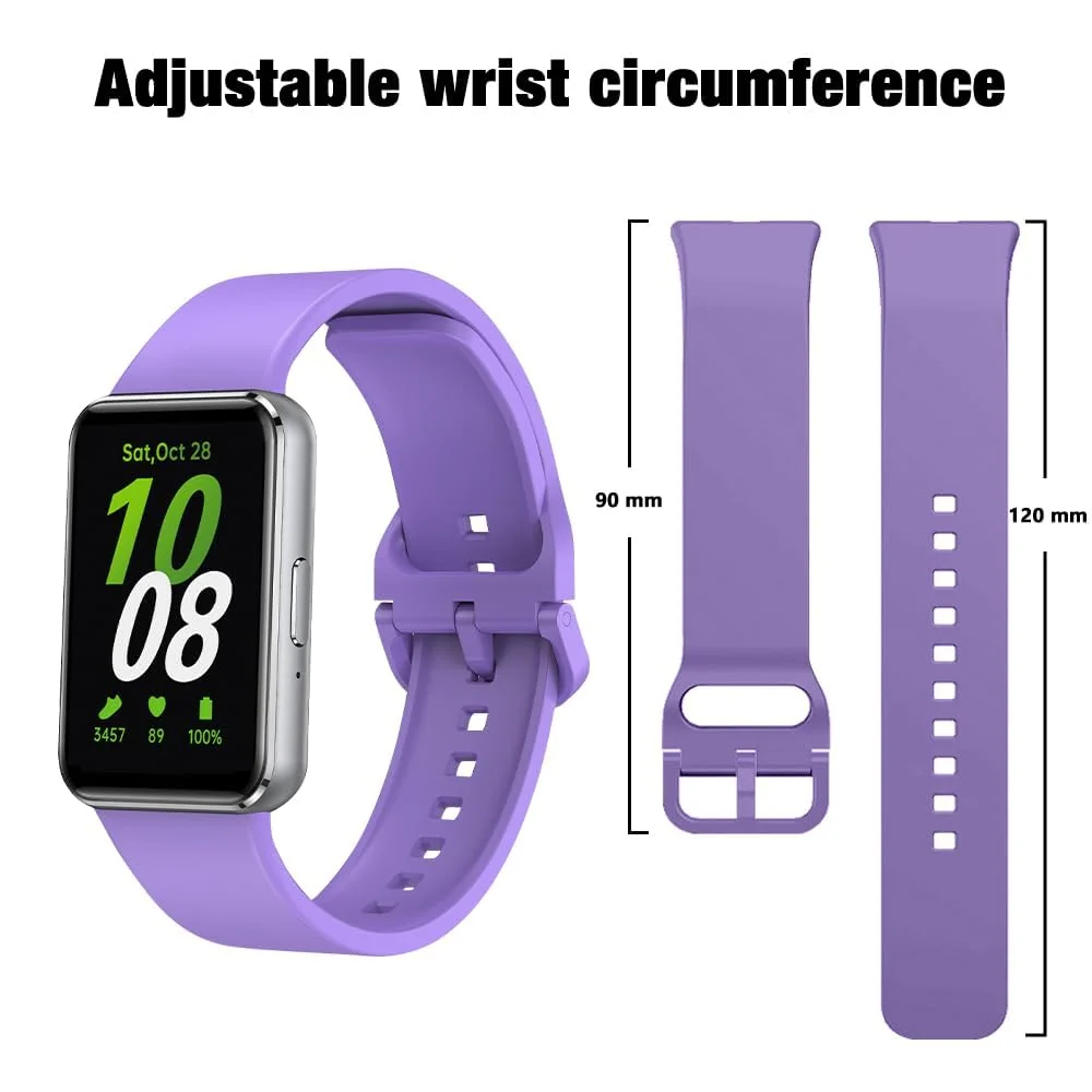 DL3 MOBILAK Silicone Bracelet for Samsung Galaxy Fit 3 Strap, Soft Silicone Sport Replacement Strap For Women/Men, Adjustable Waterproof Sports Band - Light Purple
