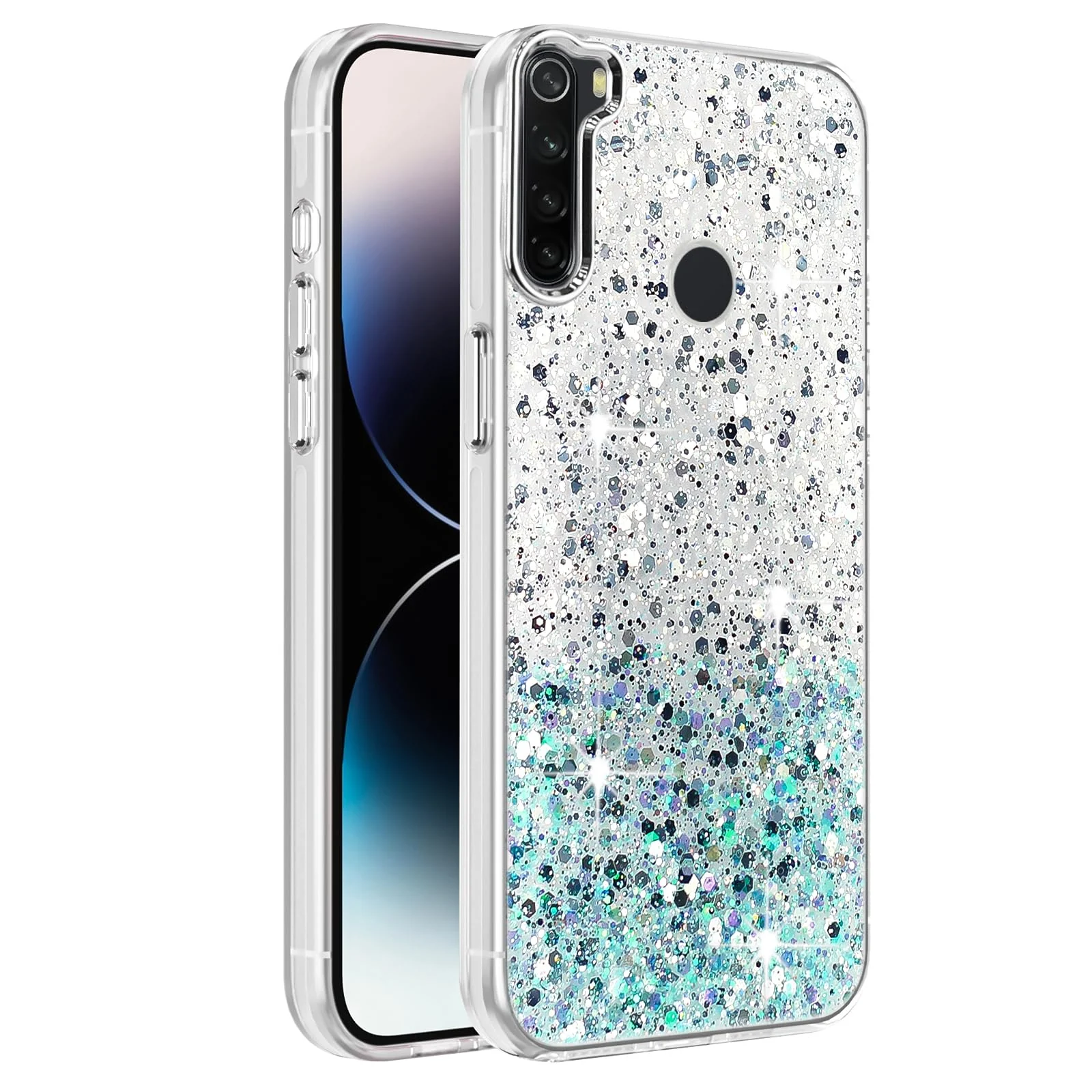 DL3 Mobilak Glitter Protective Case for Xiaomi Redmi Note 8, Supports wireless charging, Camera protection, Shock-absorbing protection
