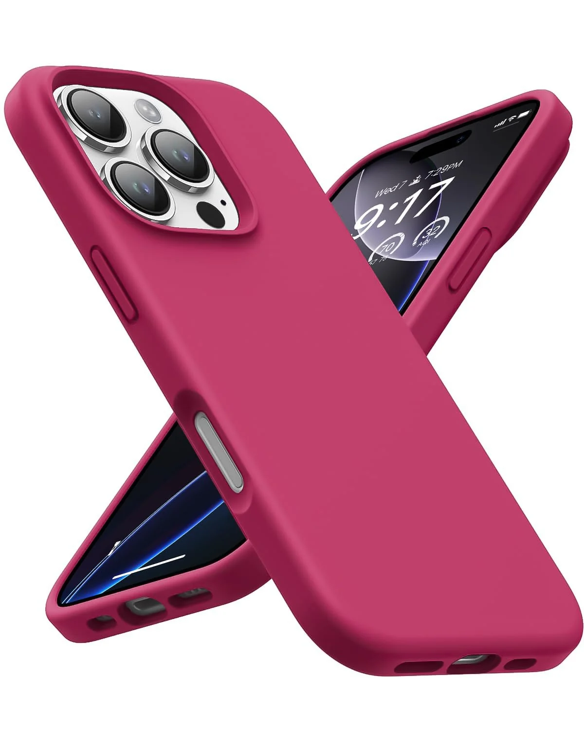 DL3 Mobilak Liquid Silicone Case for iPhone 16 Pro Max 6.9-inch, Supports wireless charging, Shock-absorbing protection, Scratch-resistant surface - Rose Red
