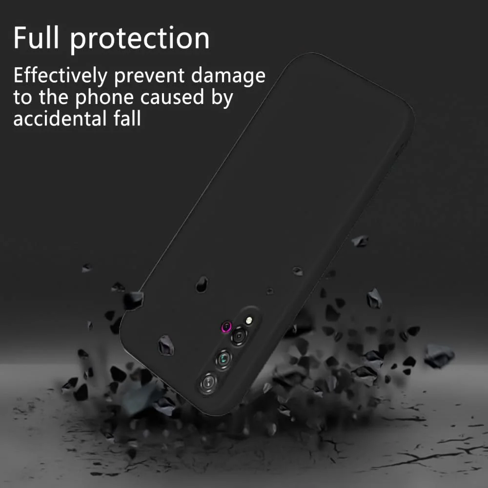 DL3 Mobilak Liquid Silicone Case for Huawei nova 5T, Shock-absorbing protection, Scratch-resistant surface, Soft microfiber lining - Black