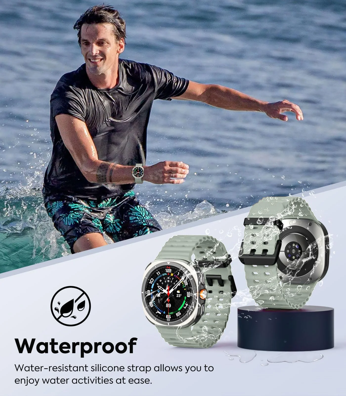 DL3 Mobilak Sport Band Compatible with Samsung Galaxy Watch Ultra Band 47mm Women Men, Breathable Soft Silicone Waterproof Watch Strap Accessories for Samsung Watch 7 Ultra Bands - Mint Green