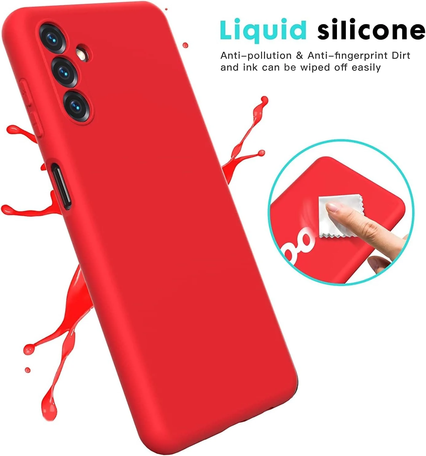 DL3 Mobilak Silicone Protective Case for Samsung Galaxy A15, Shock-absorbing protection, Scratch-resistant surface, Soft microfiber lining - Red