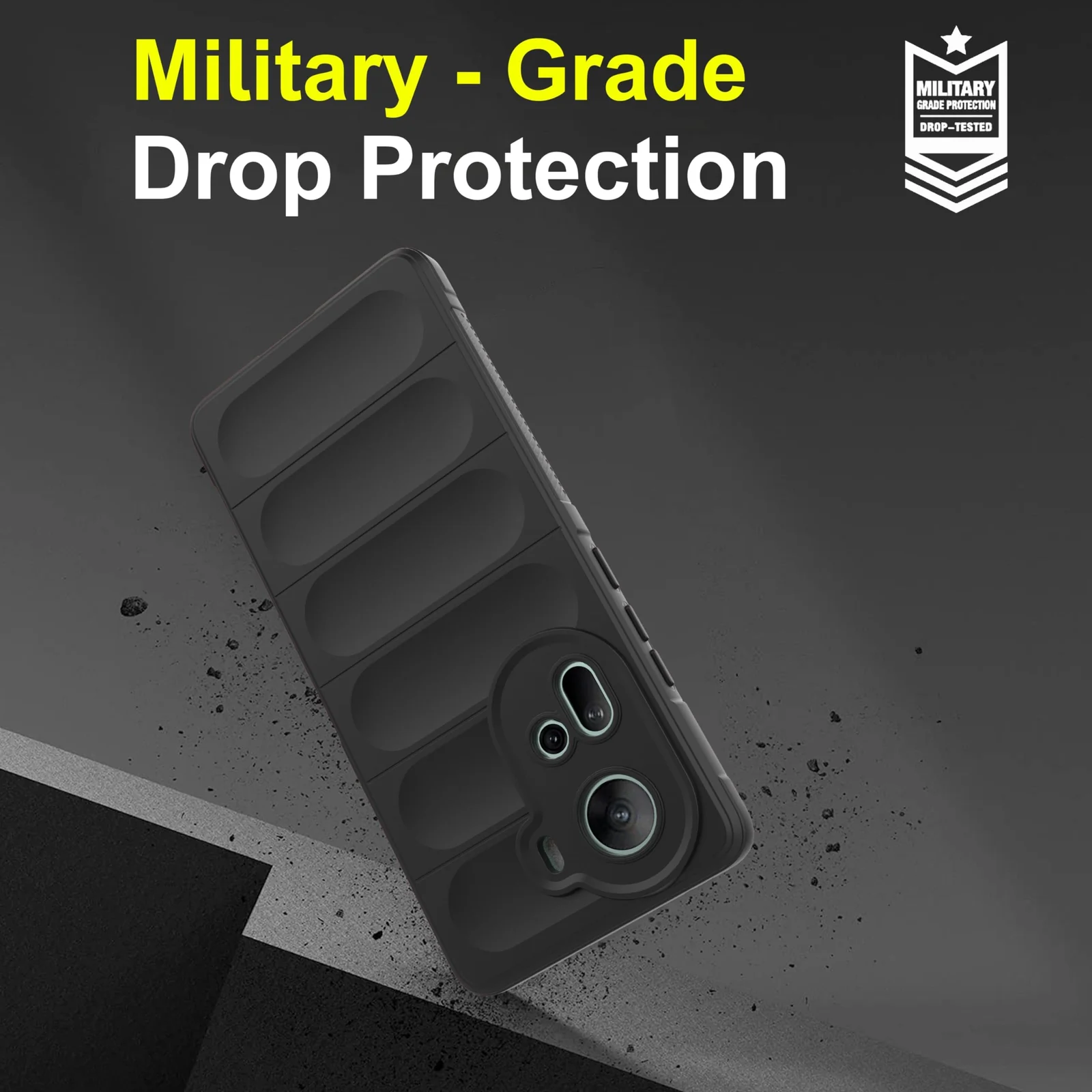 DL3 Mobilak Rugged Protective Case for OPPO Reno 11 5G, Camera protection, Shock-absorbing protection, Non-slip grip - Black