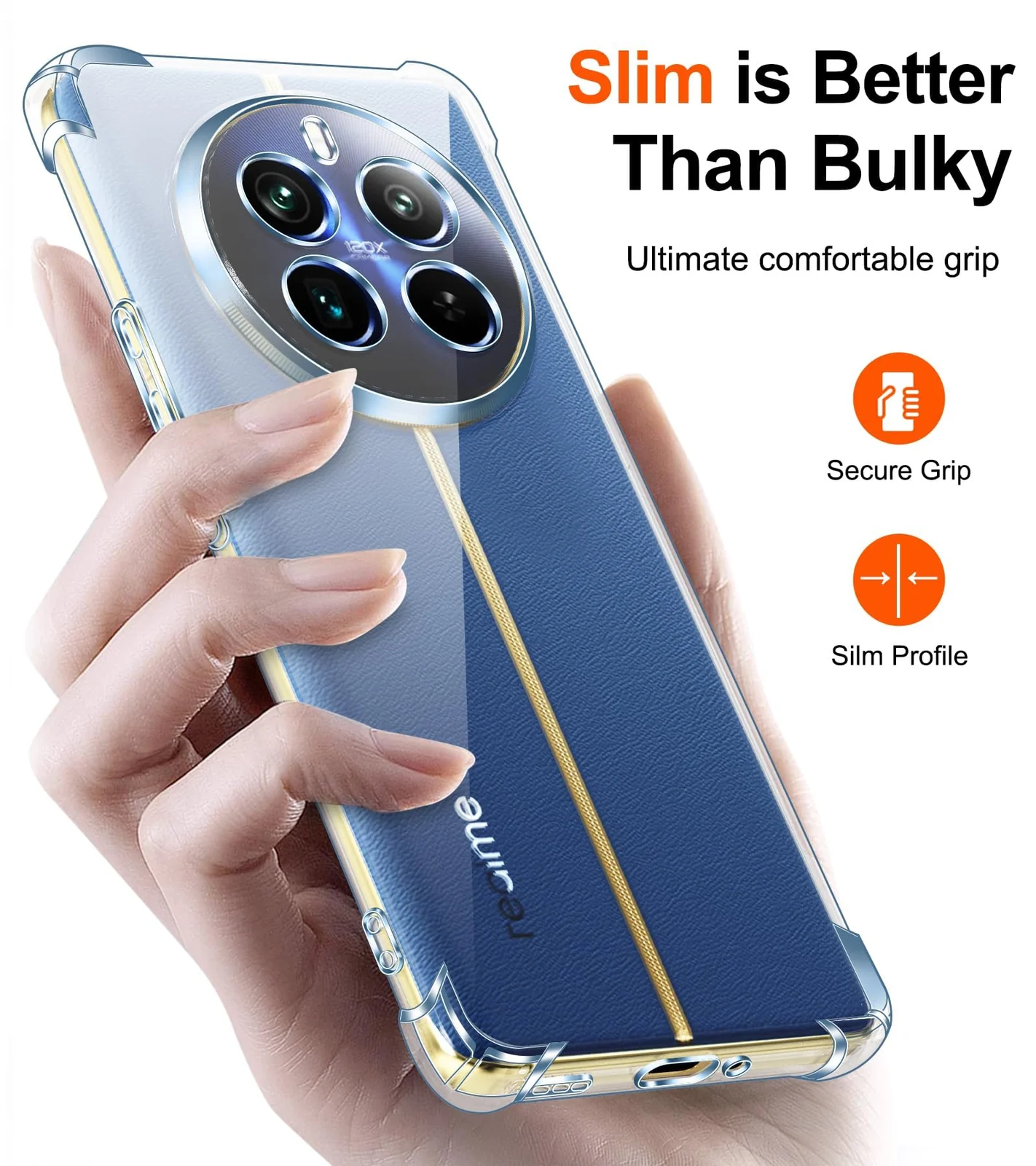 DL3 Mobilak Case Compatible with realme 12 Pro Plus/realme 12 Pro, Cover Silicone Transparent TPU Gorilla Anti-shock Protector Camera Shockproof Corners - Clear