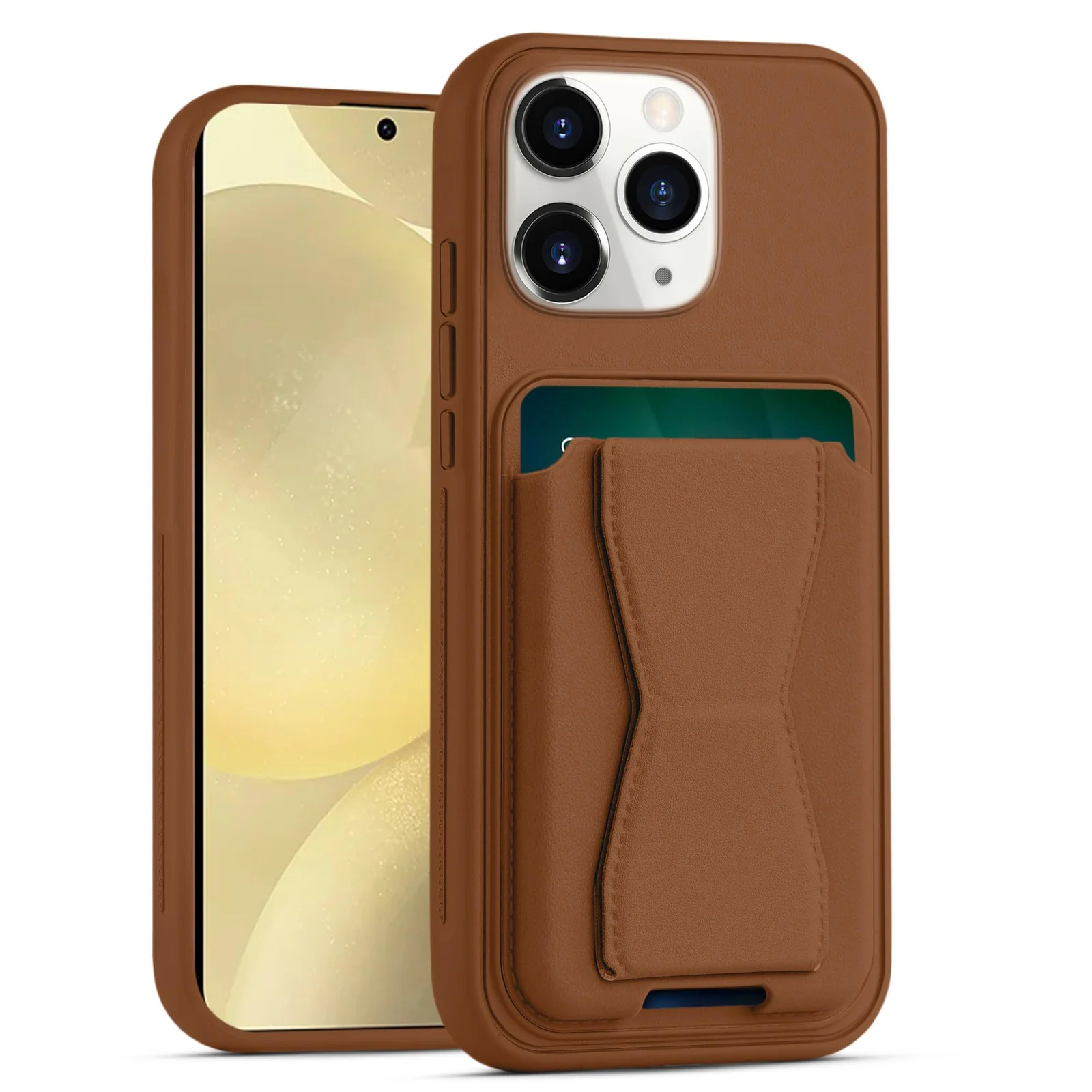 DL3 Mobilak Leather Wallet Case with Card Slot for iPhone 13 Pro Max with Camera Protection and Shockproof Design - Brown