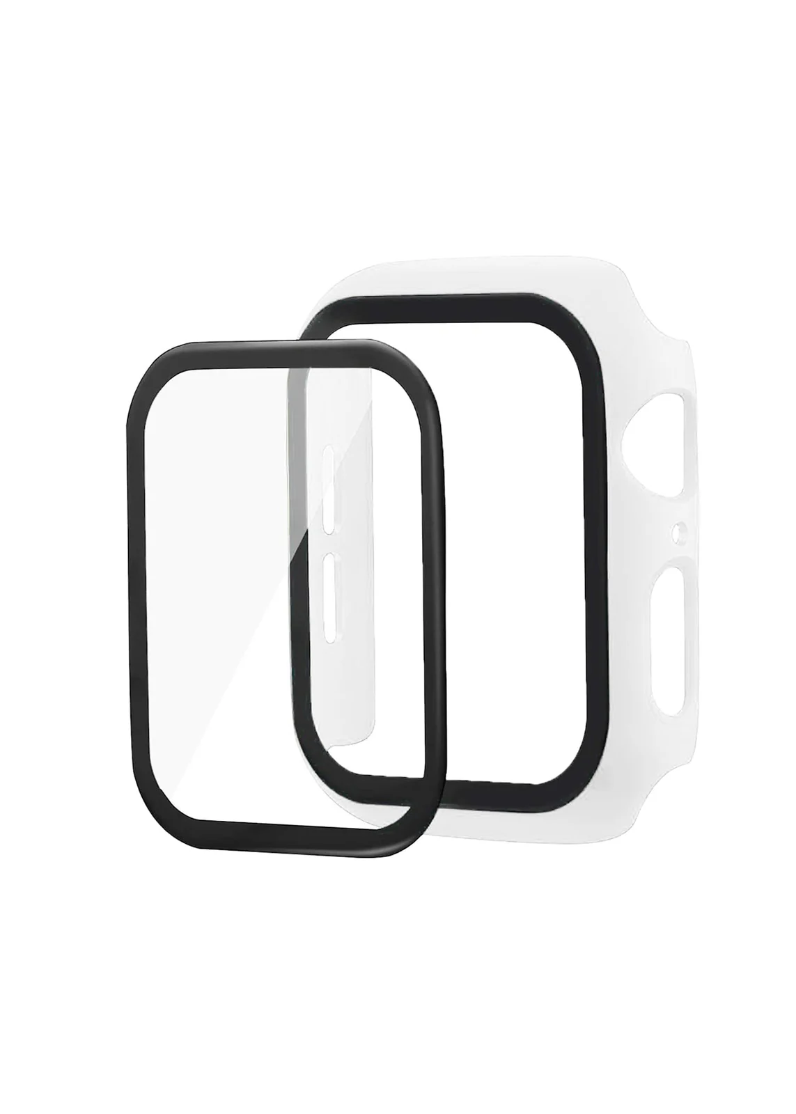 DL3 Mobilak Band with Case Compatible with Apple Watch 45mm, Adjustable Silicone Sport Wristband Replacement, Strap With Cover Built-in Glass Screen Protector for iWatch Series 9 8 7 - White
