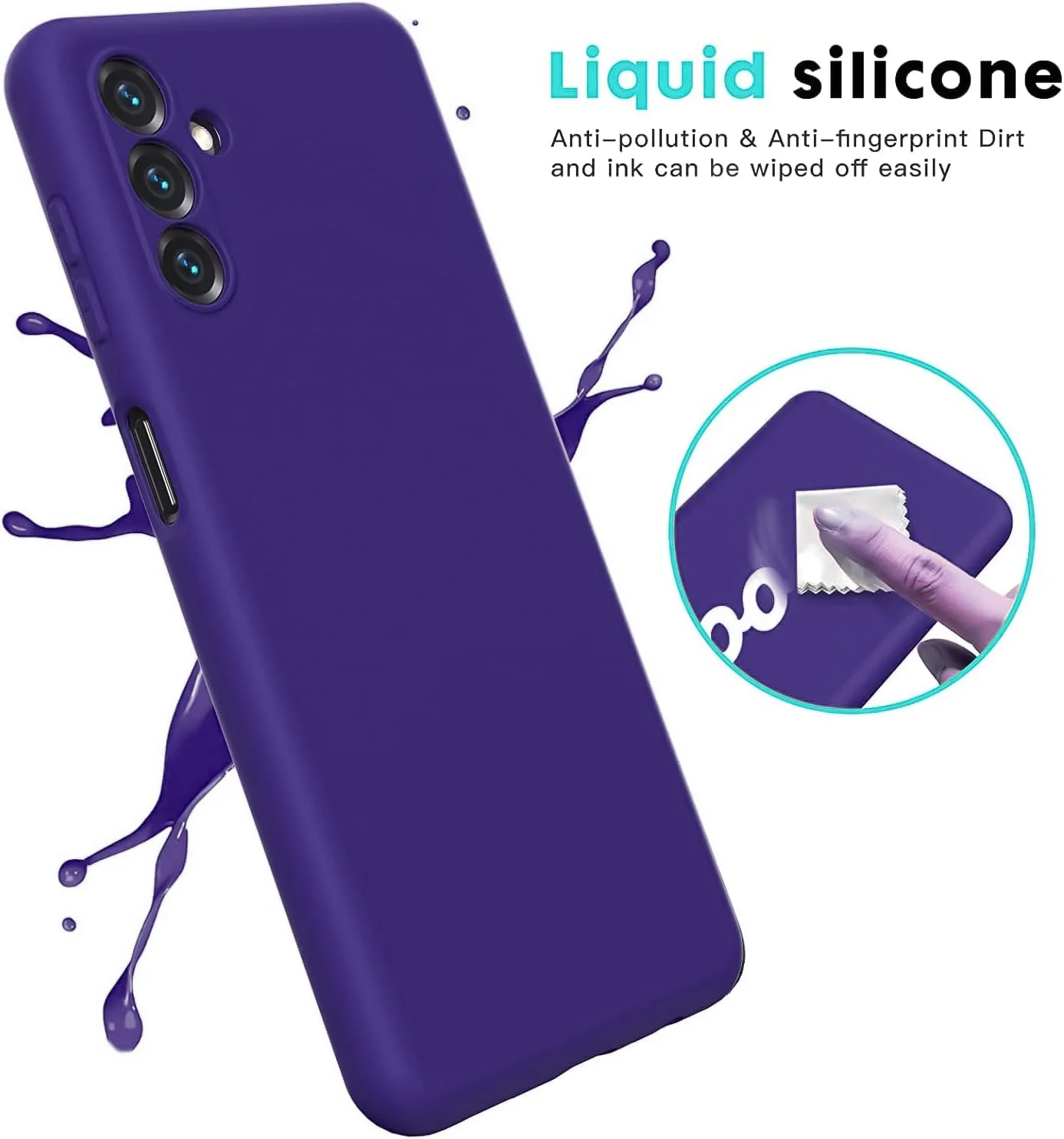 DL3 Mobilak Silicone Protective Case for Samsung Galaxy A04s / A13 4G / A13 5G, Shock-absorbing protection, Scratch-resistant surface, Soft microfiber lining - Purple