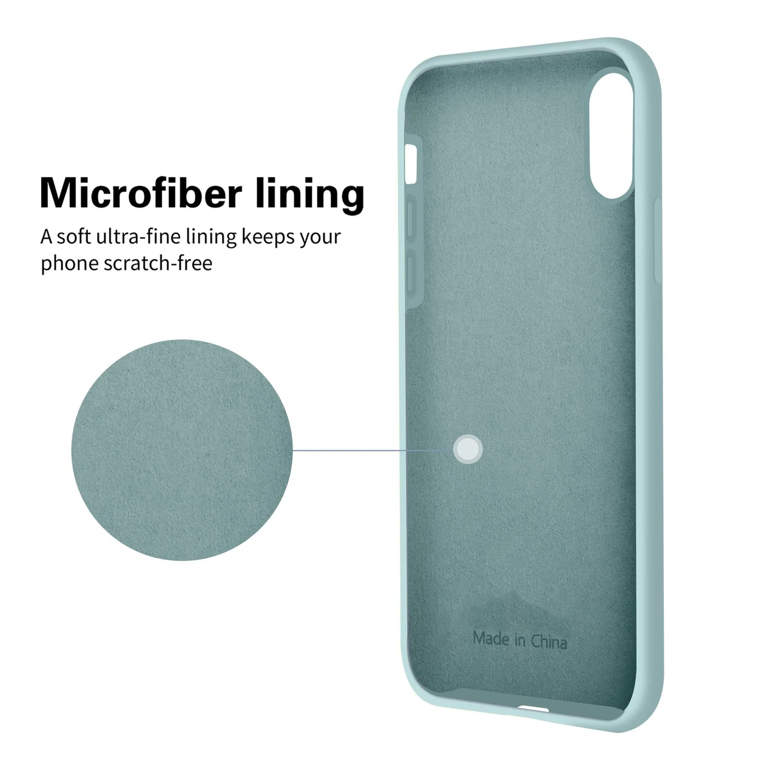 DL3 Mobilak Liquid Silicone Protective Case with Soft Microfiber Lining for iPhone XR - Mint Green