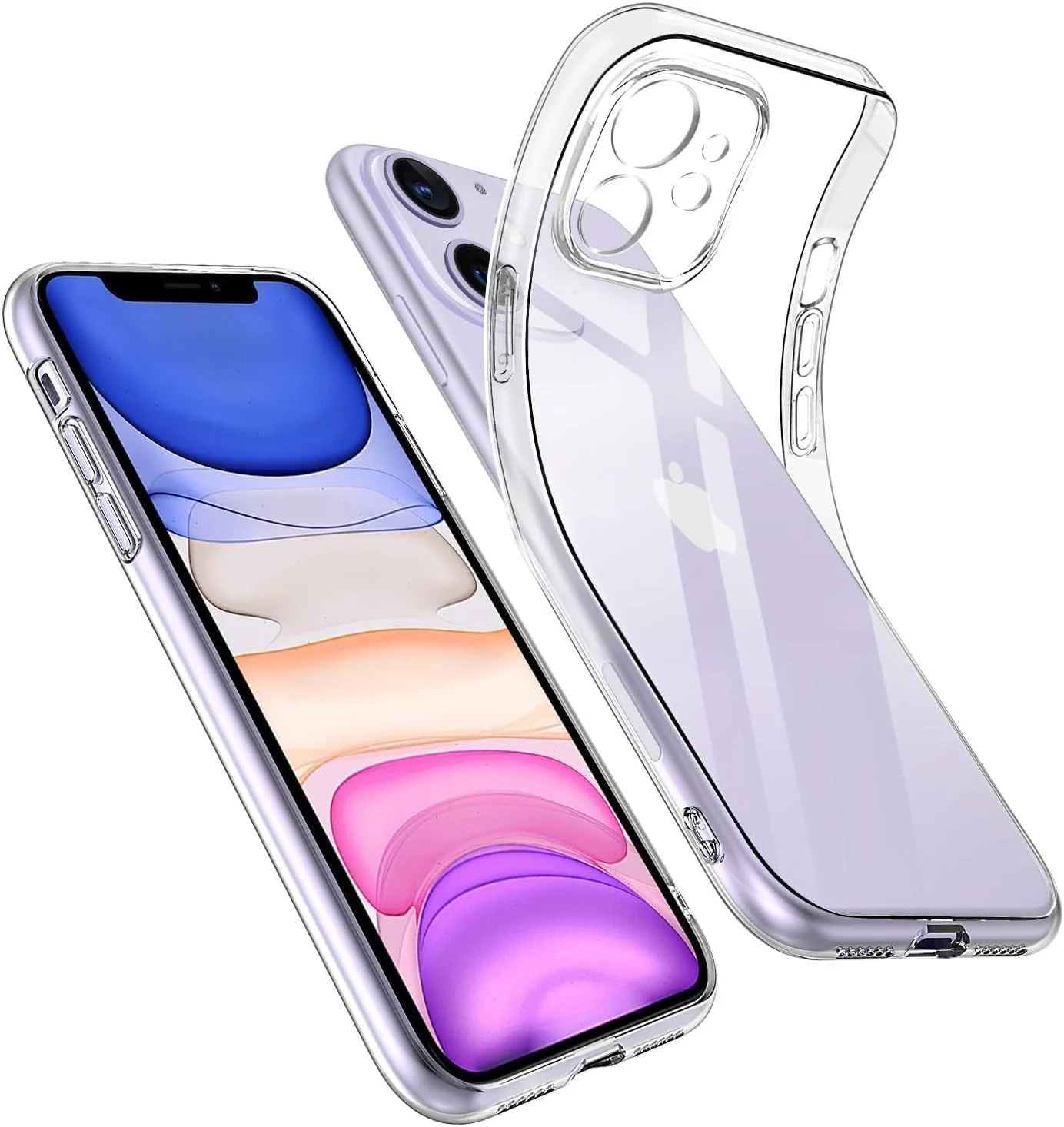 DL3 Mobilak Camera Protective Case Compatible with iPhone 12 Case, Mobile Phone Case iPhone 12 Thin Soft Silicone Anti-Yellow Protective Case - Clear