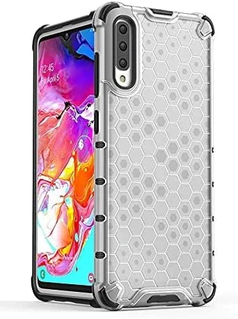 DL3 Mobilak Honeycomb Protective Case for Samsung Galaxy A70 / A70S, Shock-absorbing protection, Transparent design, Slim, lightweight profile - Clear