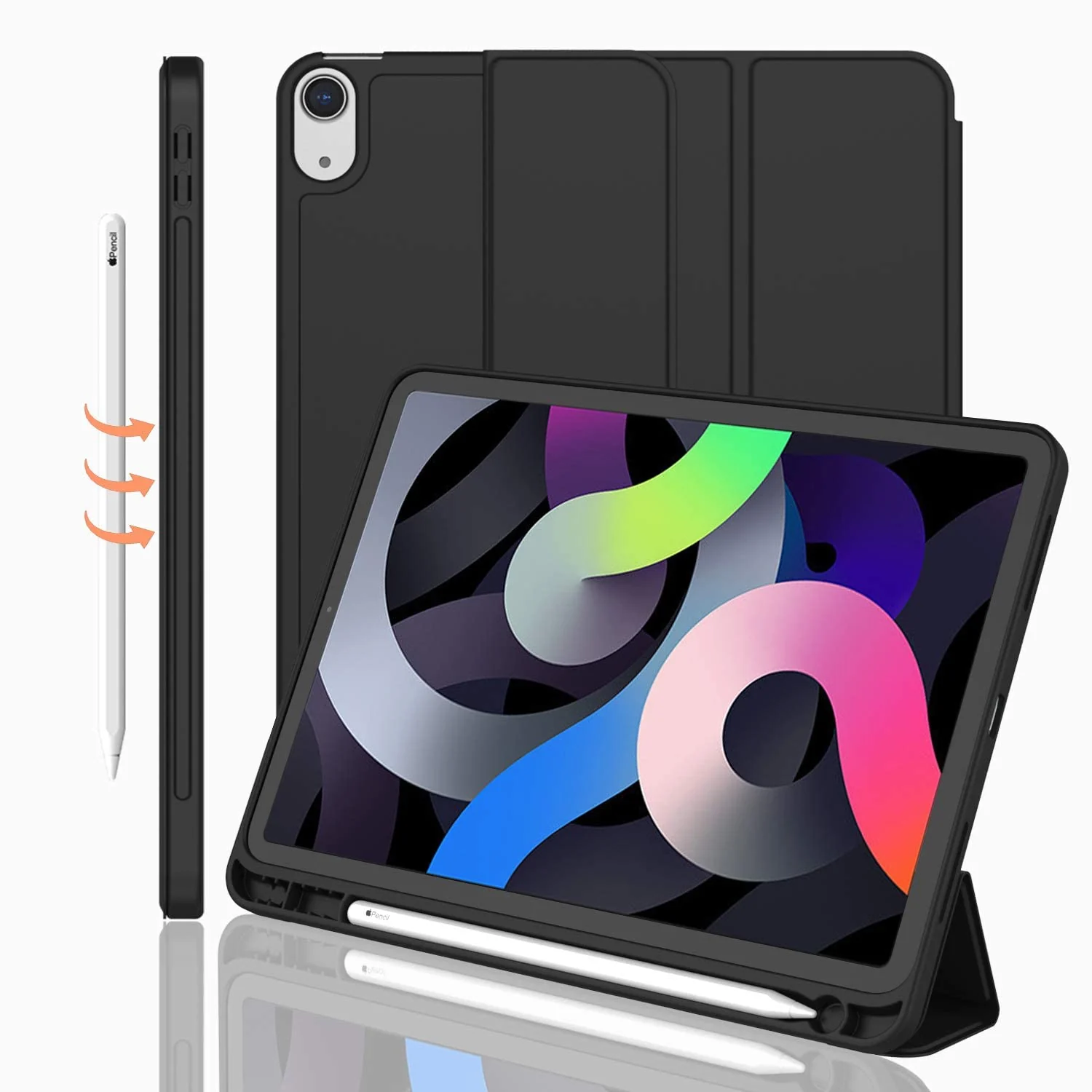 DL3 Mobilak iPad Air 11-Inch M2 (2024), iPad Air 5/4 (2022/2020 5th/4th 10.9-Inch) Case with Pencil Holder Full Body Protection + Charging Support Compatible with Apple Pencil (2nd generation) and - Black