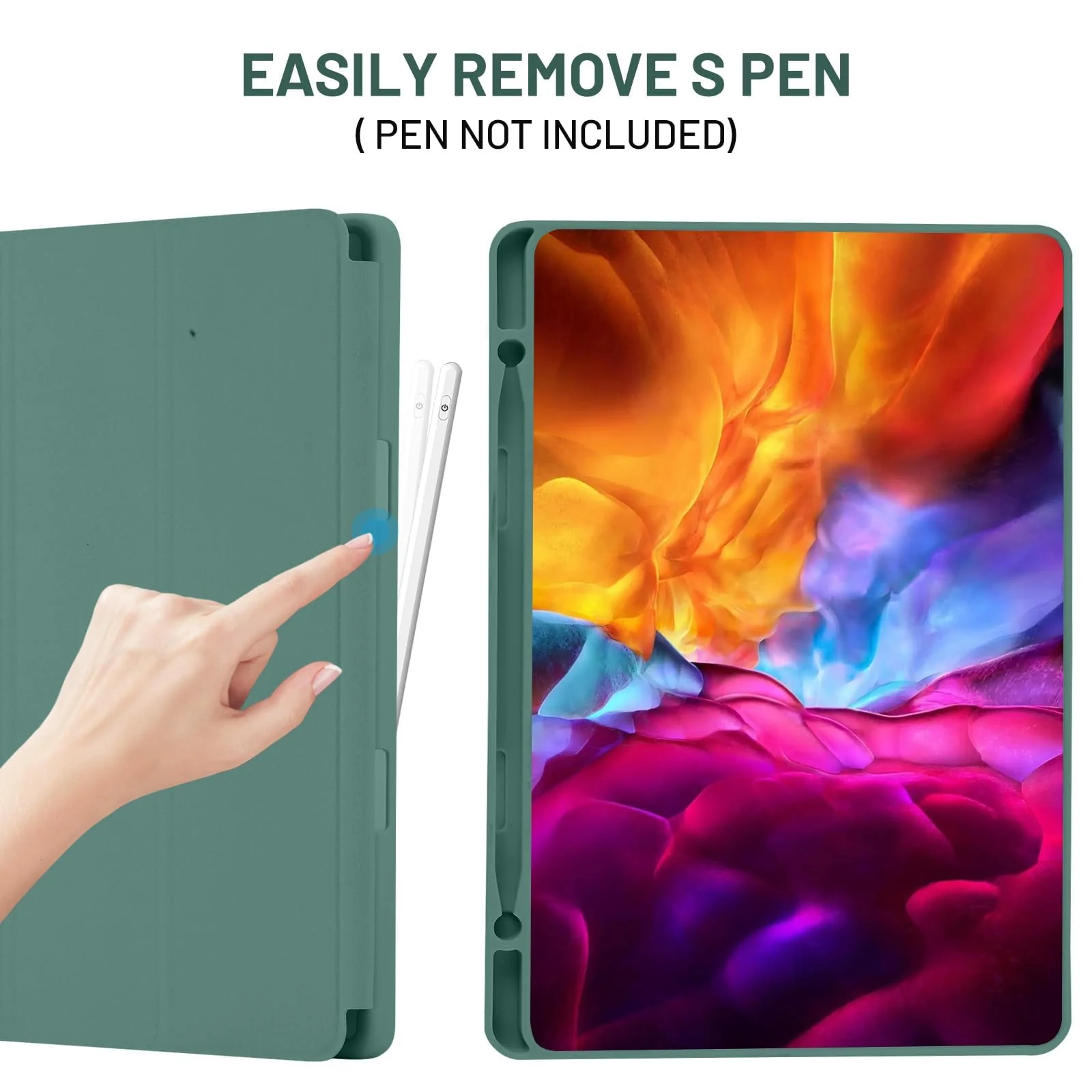DL3 Mobilak Xiaomi Redmi Pad SE 8.7'' inch 2024 Tablet Case with Pen Holder, Soft TPU Back Trifold Stand Protective Smart Cover Flip, Auto Wake&Sleep - Green