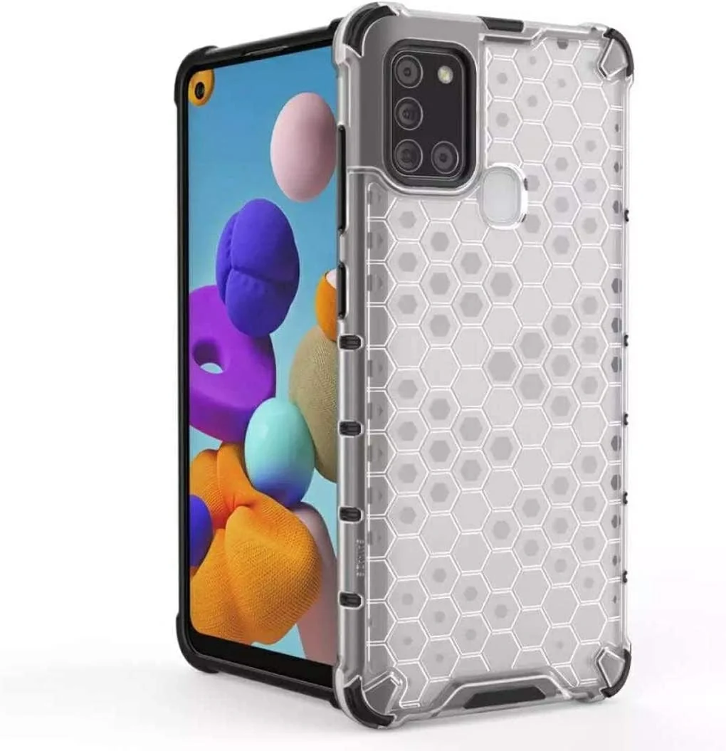 DL3 Mobilak Honeycomb Protective Case for Samsung Galaxy A21s, Shock-absorbing protection, Transparent design, Slim, lightweight profile - Clear