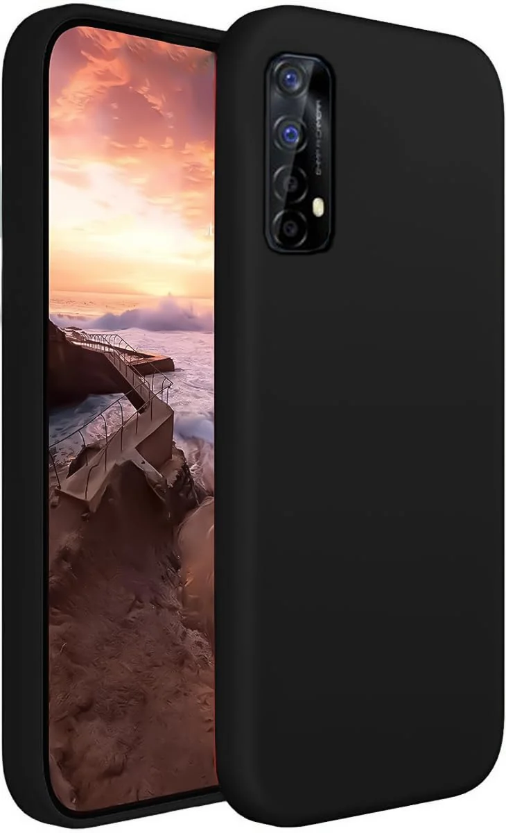 DL3 Mobilak Silicone Protective Case for realme 7, Shock-absorbing protection, Scratch-resistant surface, Soft microfiber lining - Black