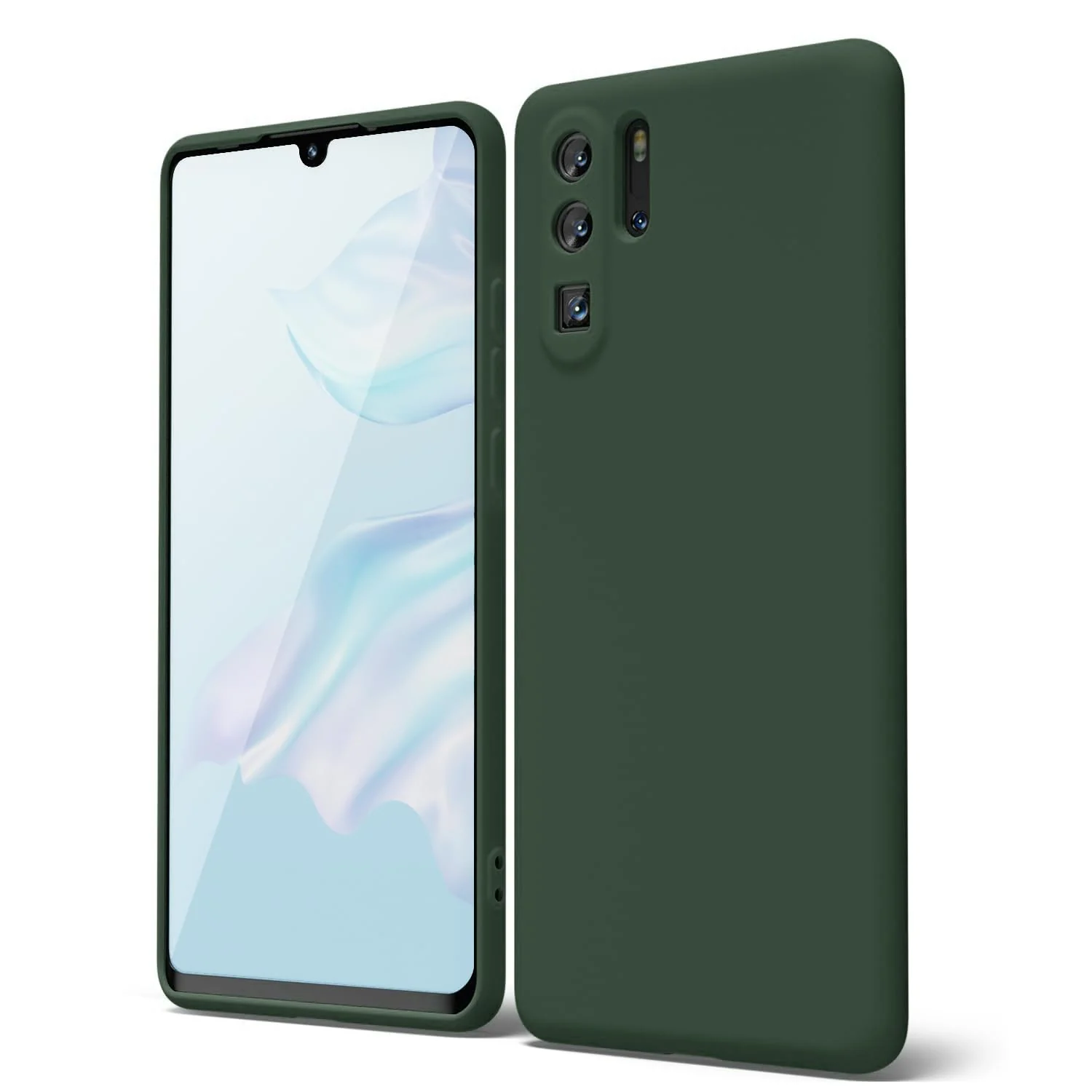 DL3 Mobilak Soft Silicone Protective Case for Huawei P30 Pro with Microfiber Lining and Shockproof Design - Green