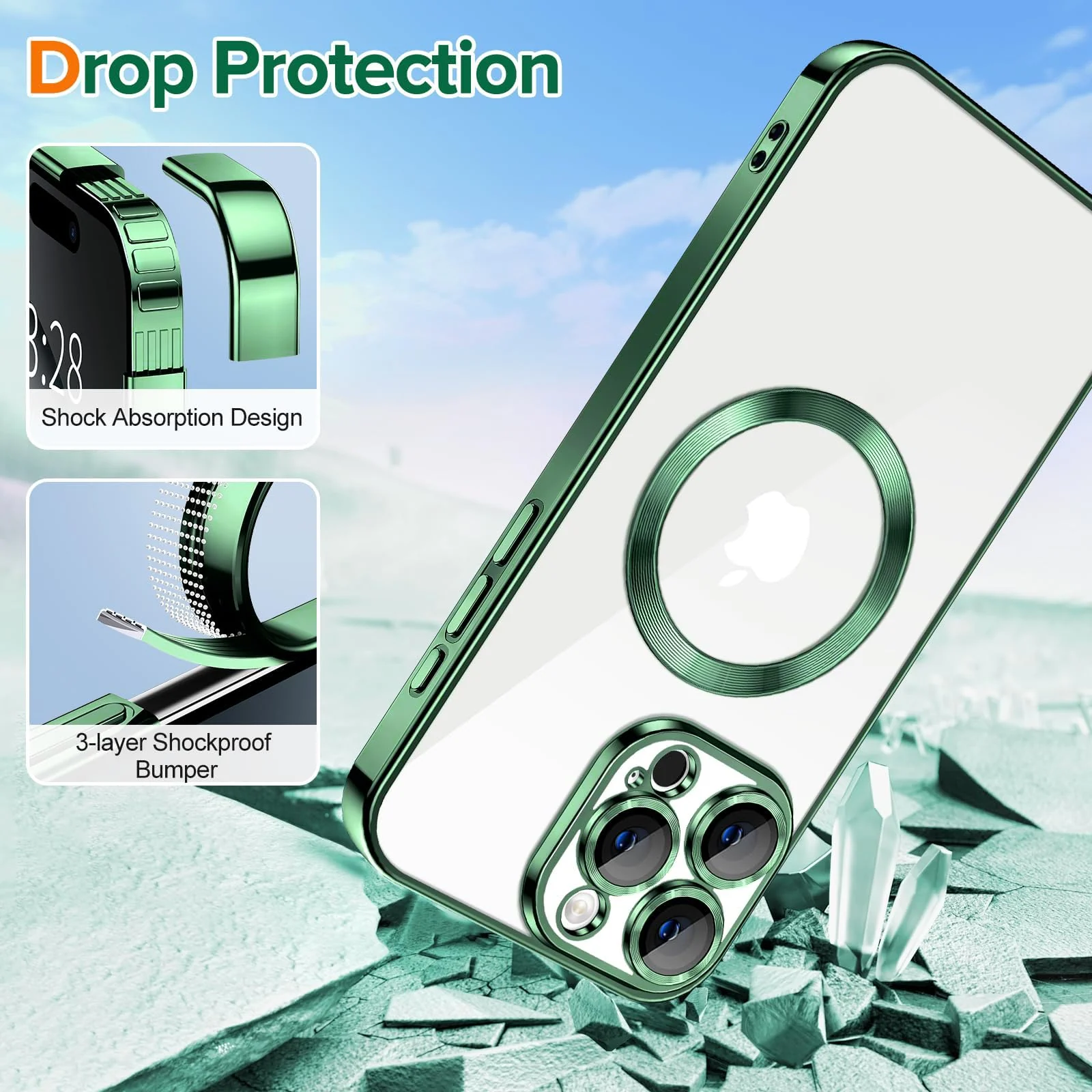 DL3 Mobilak Plated-Edge TPU Protective Case with Camera Protection for iPhone 16 Pro Max - Green