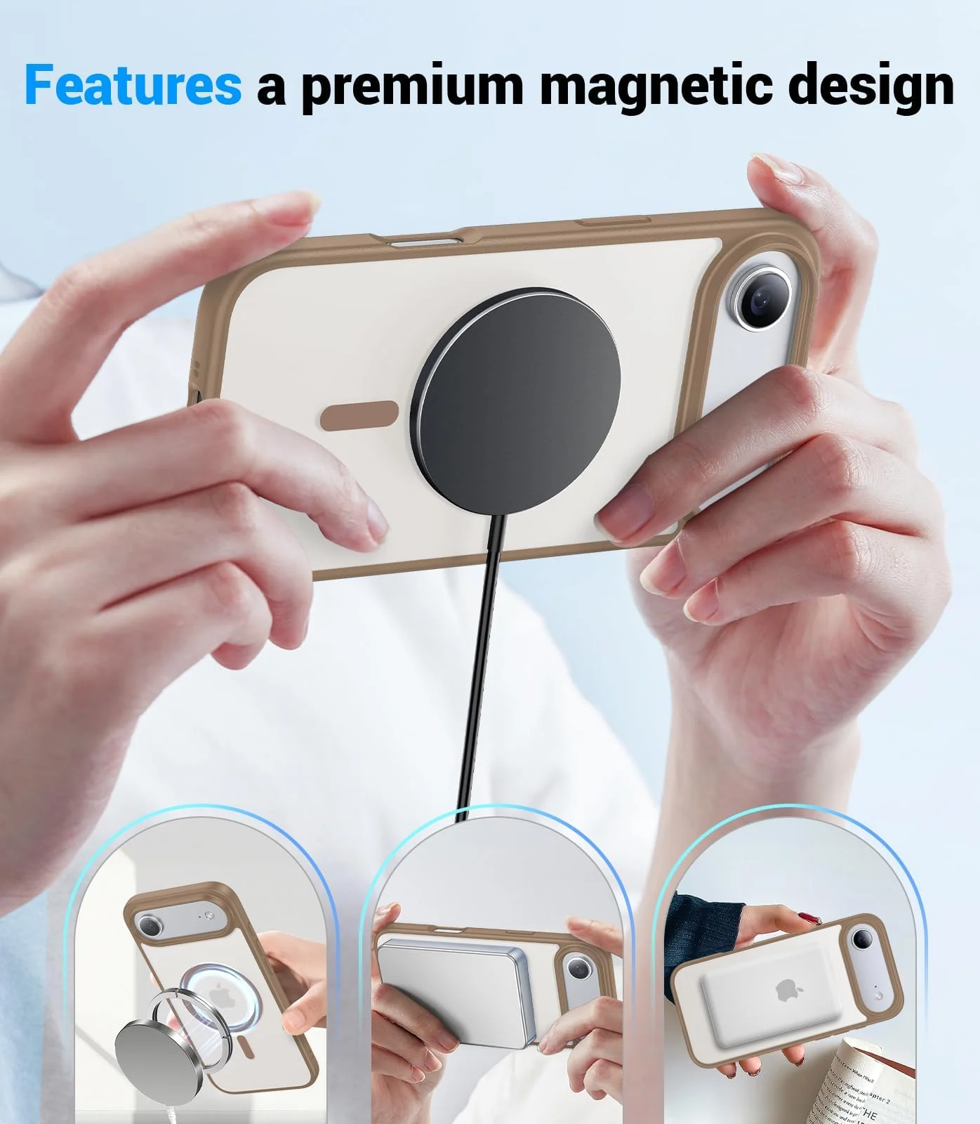 DL3 Mobilak Clear MagSafe-Compatible Magnetic Case for iPhone Air with Military-Grade Protection - Desert