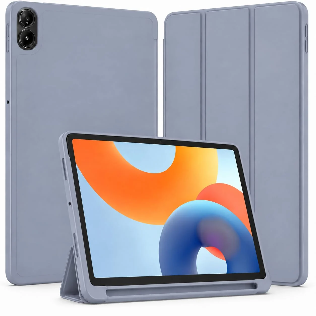 Dl3 Mobilak Xiaomi Redmi Pad 2 Pro (2025) Redmi Pad Pro (2024) Case with Pen Holder, Soft TPU Back Trifold Stand Protective Smart Cover Flip, Auto Wake & Sleep (Blue)