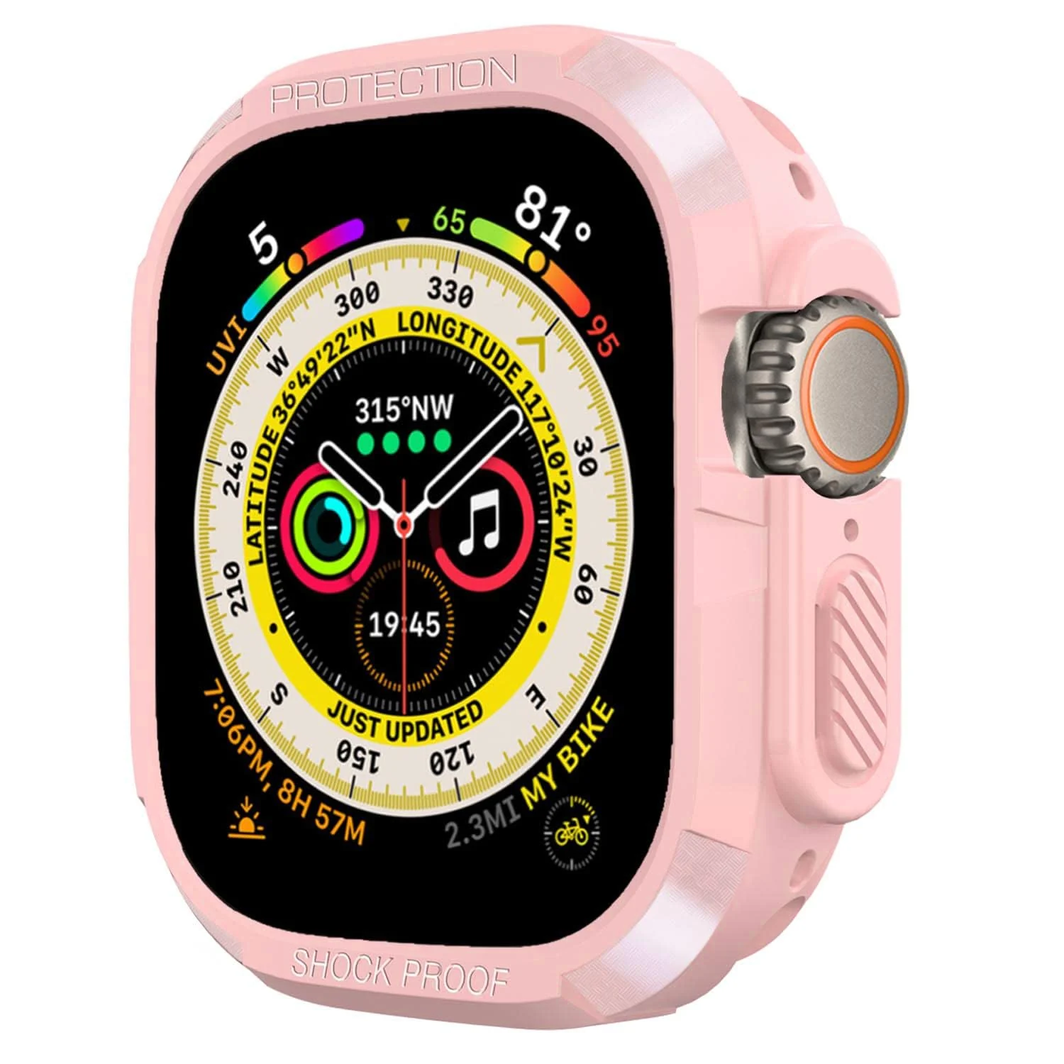 DL3 Mobilak Compatible for Apple Watch Ultra 49mm Rugged Case All Around Shockproof TPU Protective Cover Bumper Lightweight and Shock Absorbent for Apple Watch Ultra 49mm - Pink
