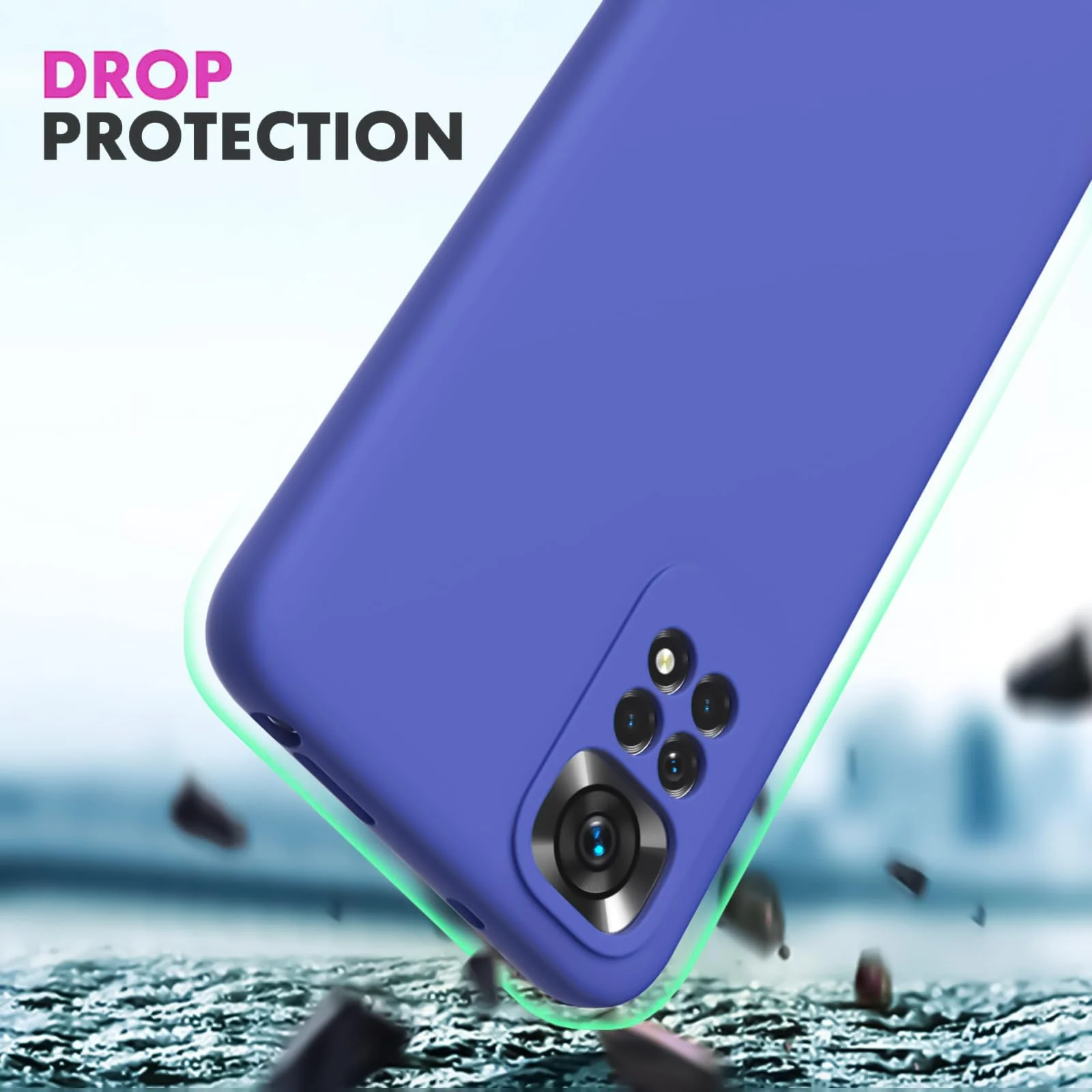 DL3 Mobilak Liquid Silicone Protective Case with Soft Microfiber Lining with Full Camera Protection for Xiaomi Redmi Note 12 Pro 4G / Redmi Note 11 Pro 4G&5G - Light Blue