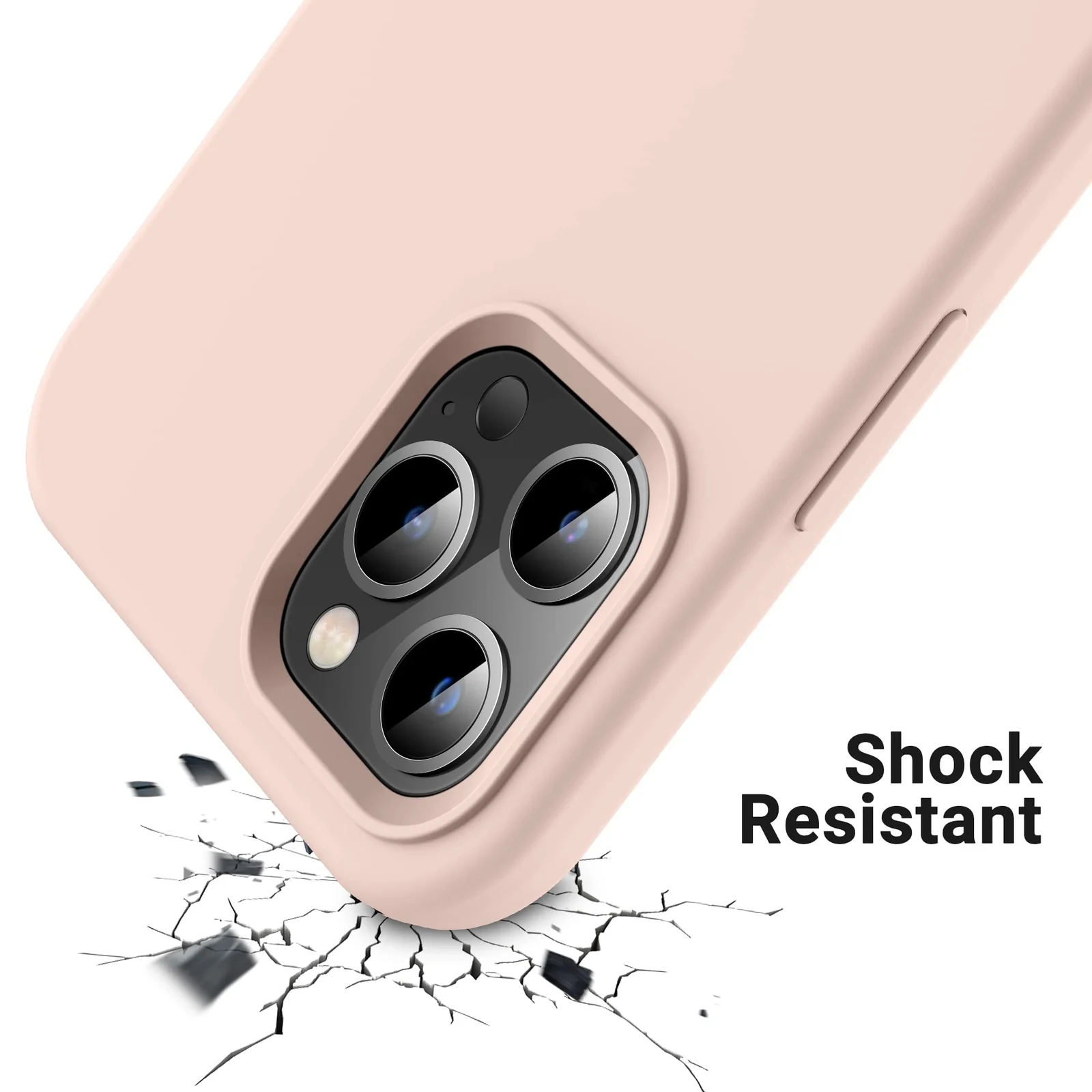 DL3 Mobilak Liquid Silicone Protective Case for iPhone 15 Pro Max with Camera Protection and Microfiber Lining - Pink Sand