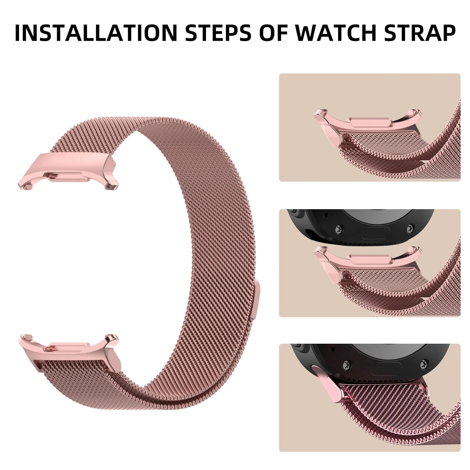 DL3 Mobilak Metal Band Compatible with Samsung Galaxy Watch 7 Ultra Bands 47mm, Stainless Steel Mesh Loop Magnetic Clasp Wristbands Replacement Accessory Women Men for Samsung Watch Ultra Band 47 mm - Pink