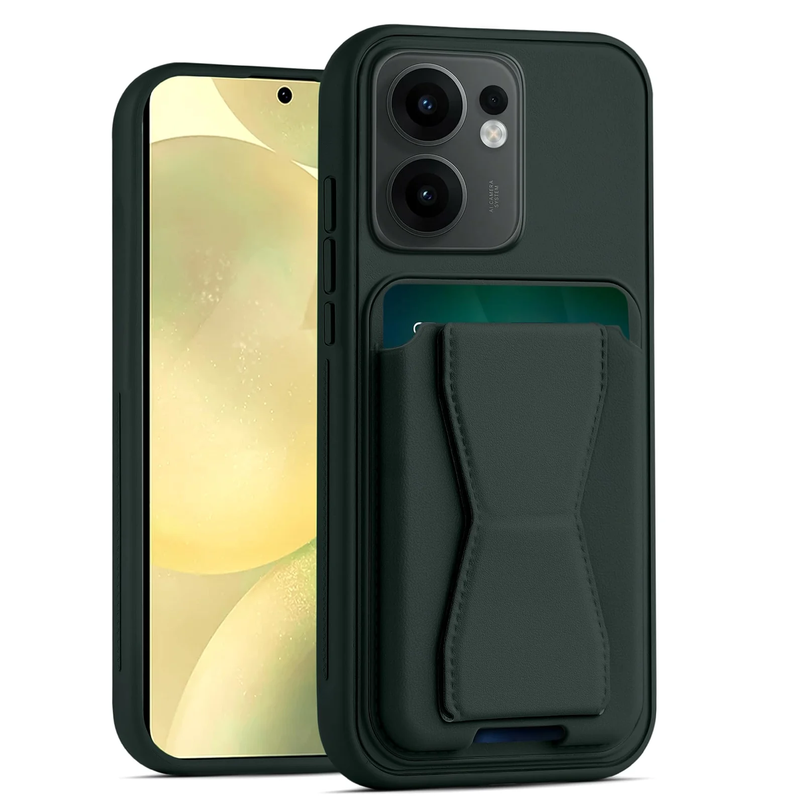 DL3 Mobilak Leather Wallet Case with Card Slot for OPPO Reno13 F / Reno 13F with Camera Protection and Shockproof Design - Dark Green