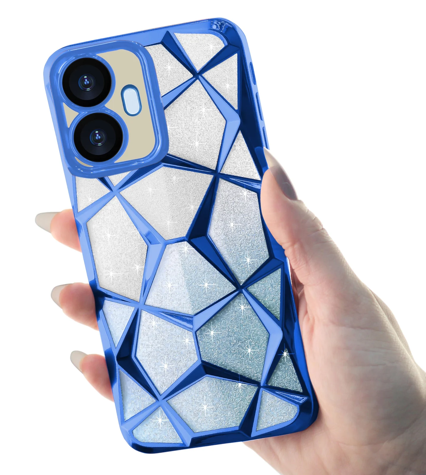 DL3 Mobilak Compatible with realme C55 / realme Narzo N55 Case Plating Bling Gradient Glitter Clear Cover Soft TPU Silicone Cute Camera Protection Shockproof Back for Women Girls Case - Blue