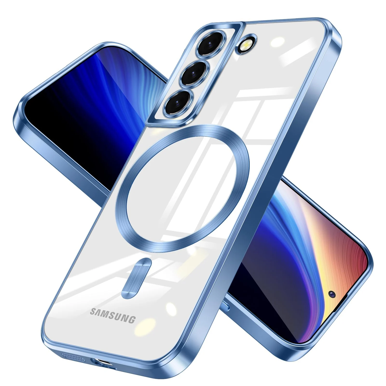DL3 Mobilak Clear MagSafe-Compatible Magnetic Case for Samsung Galaxy S21 FE 5G with Camera Protection and Shockproof Design - Sierra Blue