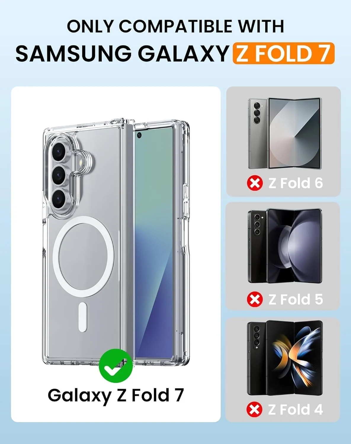 DL3 Mobilak for Samsung Galaxy Z Fold 7 Case, Compatible with MagSafe Shockproof Protection Yellowing Resistant Magnetic Phone Case for Galaxy Z Fold 7 5G (2024) - Clear