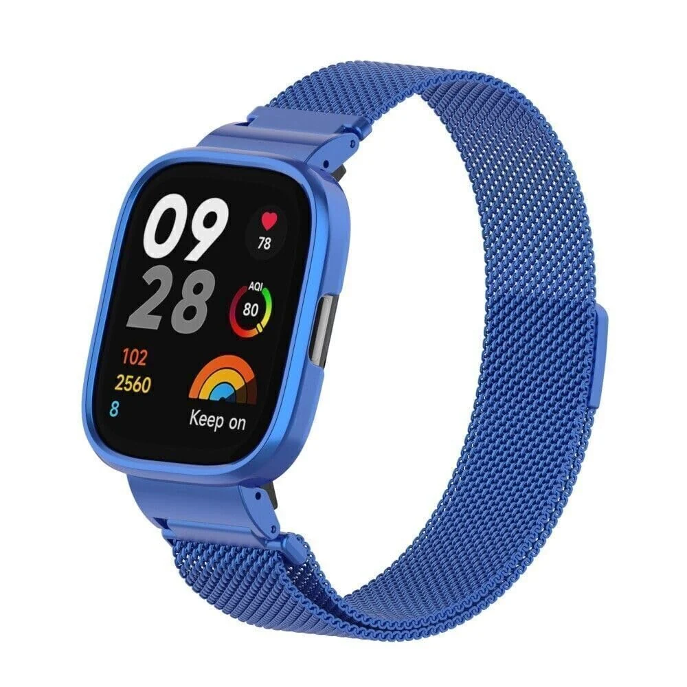 DL3 Mobilak Strap Compatible with Xiaomi Redmi Watch 3 (Not Fit Watch 3 Active), Magnetic Metal Stainless Steel Adjustable Wristbands Breathable Watch Bands for Xiaomi Redmi Watch 3 - Blue