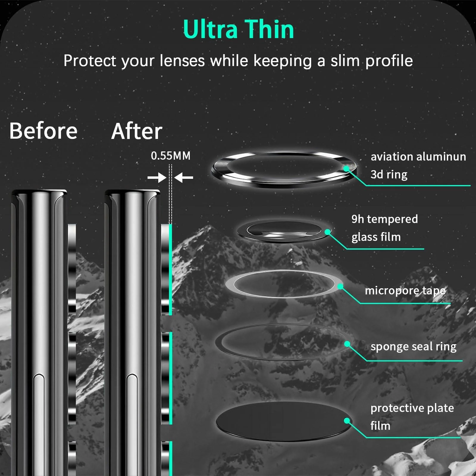 DL3 Mobilak Camera Lens Protector for Samsung Galaxy A16 5G/4G Accessories, 9H Tempered Glass Metal Individual Ring Camera Cover Screen Protector for Samsung A16, Case Friendly, Anti Scratch - Black