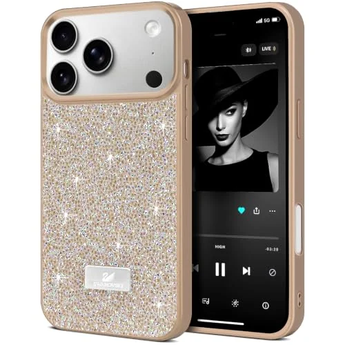 DL3 Mobilak Case for iPhone 17 Pro Glitter, Sparkle Diamond Crystal Bling Case with Bling, Ultra Thin Lightweight Full Body Shockproof Anti-Scratch Protective Cover - Gold&Silver2