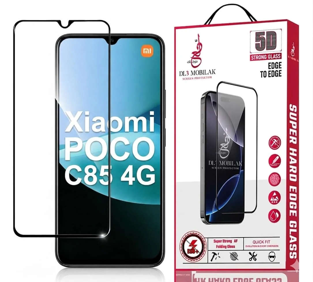 DL3 Mobilak for Xiaomi Poco C85 4G Tempered Glass Screen Protector, 9H Hardness Anti-Scratch Tempered Glass flim, Case Friendly, Anti-Scratch - Clear