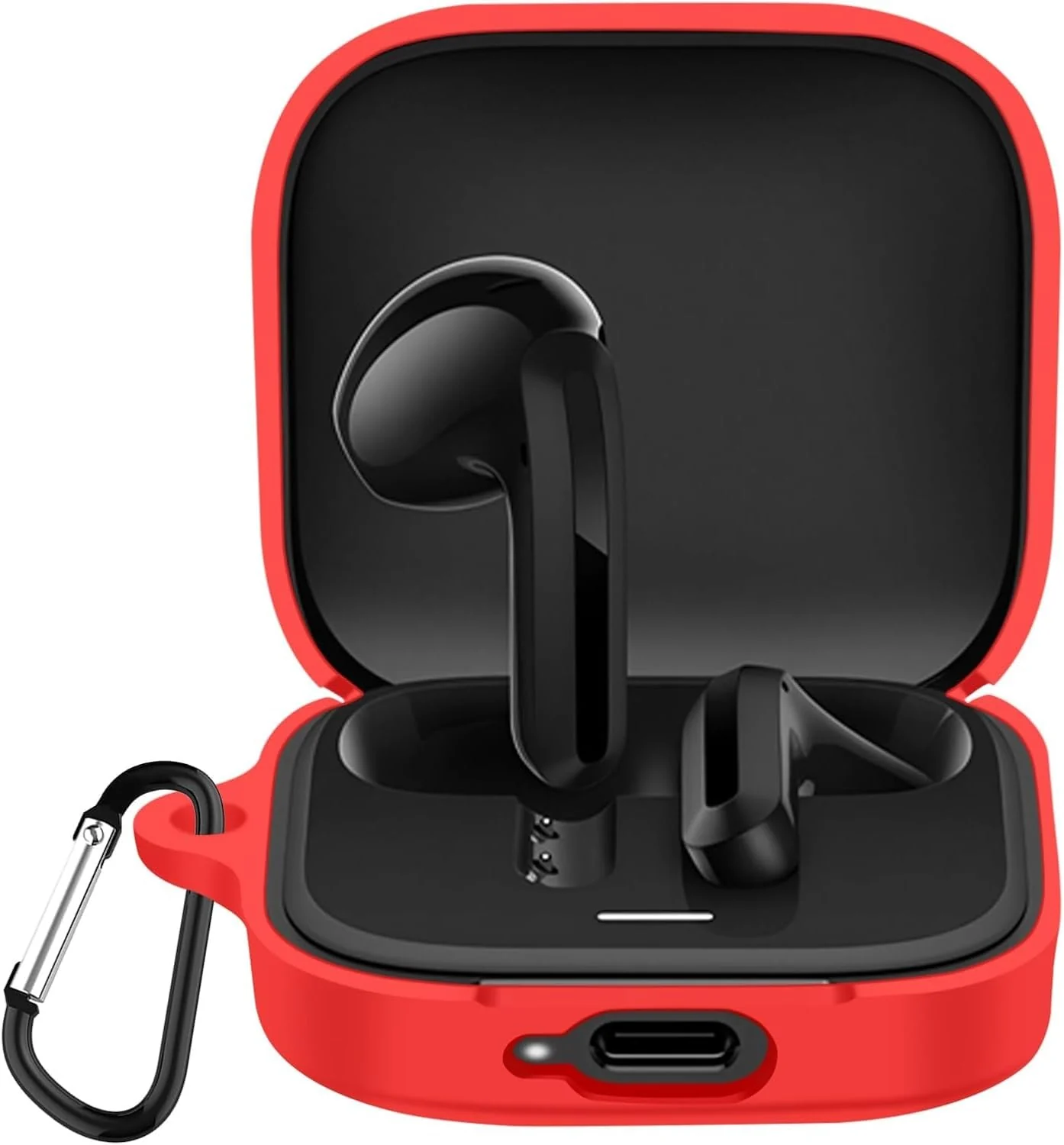 DL3 Mobilak Silicone Cover Case Compatible with Xiaomi Redmi Buds 6 Portable Protective Case Cover With Keychain For Xiaomi Redmi Buds 6 - Red