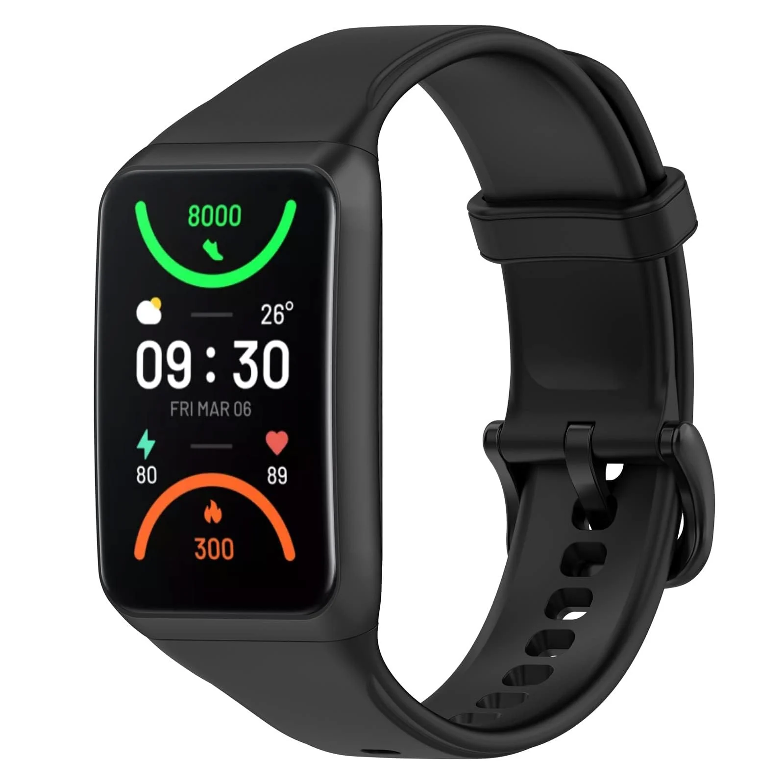 DL3 Mobilak Silicone Strap for OPPO Band 2, [Breathable] Soft Silicone Replacement Strap for Men and Women, Pin Buckle Design, for OPPO Band2 - Black