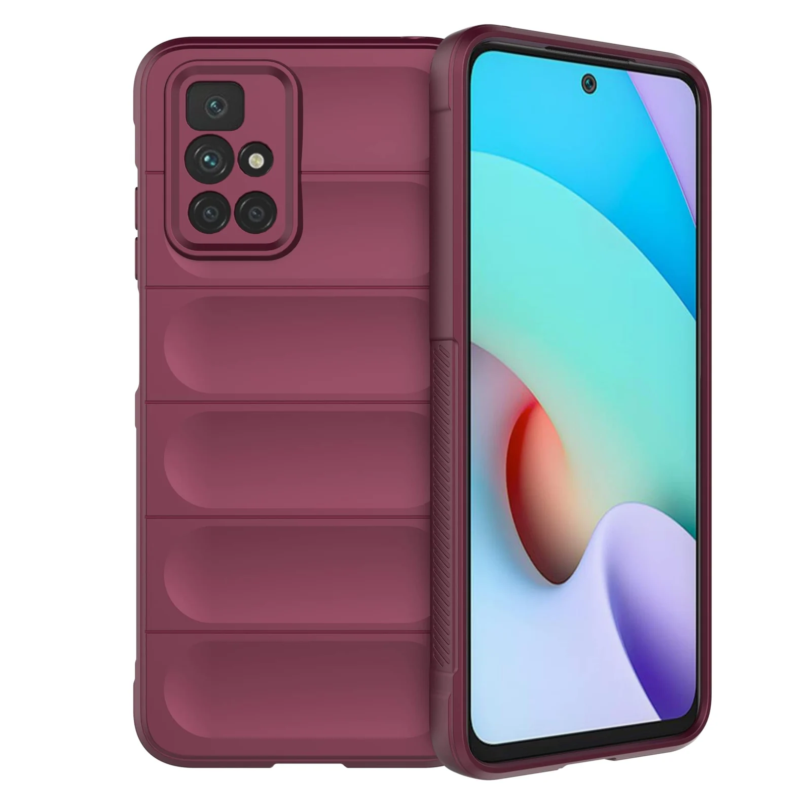 DL3 Mobilak Flexible Silicone and TPU Protective Case with Camera Protection for Xiaomi Redmi 10 4G / Redmi 10 2022 - Wine Red