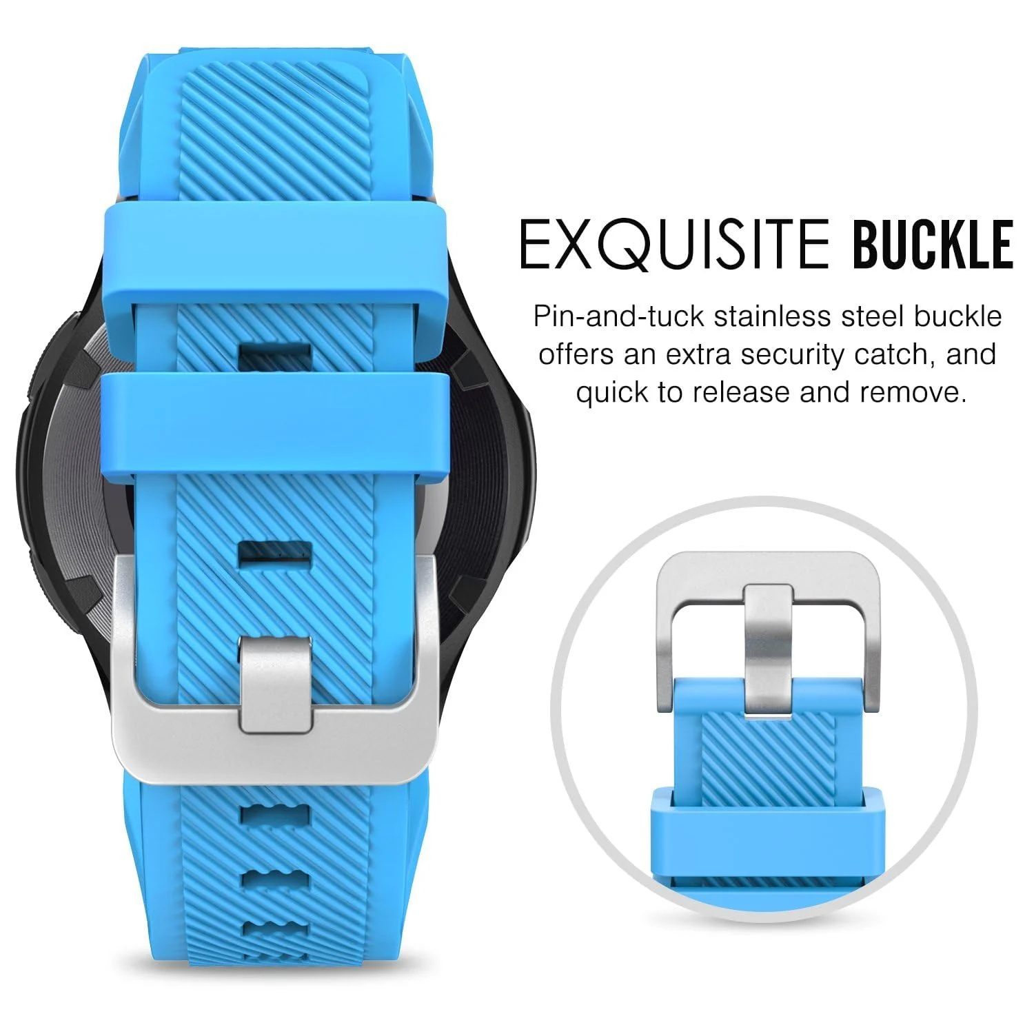 DL3 Mobilak Sport Silicone Band 20MM Strap For Samsung Gear Sport/Watch 6/5/4/5 Pro 45mm/S2 classic/active 2 40mm 44mm/Amazfit GTS/2/2e/GTS3/3 Pro/2 Mini/3 Mini/Bip 3/Bip 3 Pro - Sky Blue