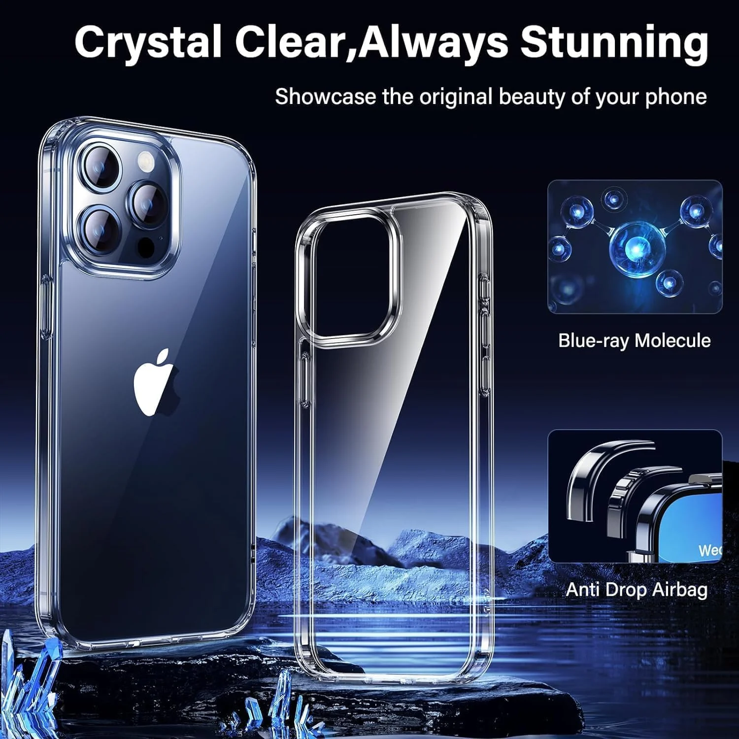 DL3 Mobilak Case Compatible with iPhone 15 Pro Max Case Crystal Soft TPU Gel Case Flexible Silicone Anti-Scratch TPU Cover - Clear