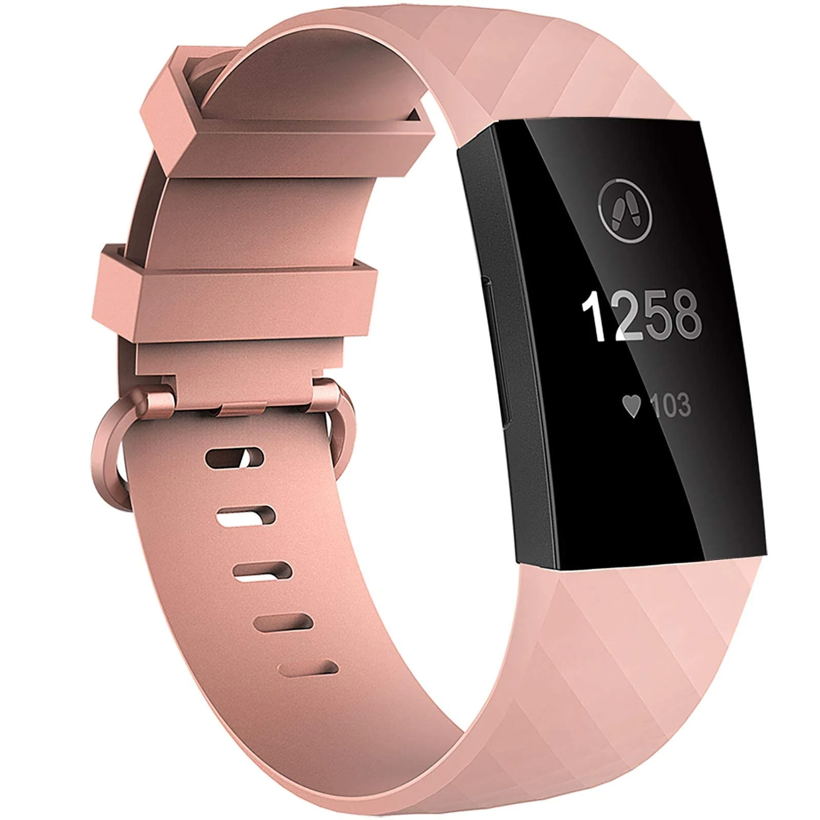 DL3 Mobilak Waterproof Bands for Fitbit Charge 4 / Fitbit Charge 3 / Charge3 SE, Replacement Wristbands for Women Men - Rose Gold