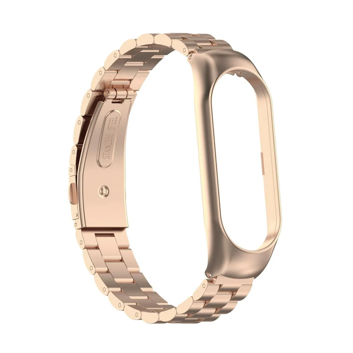 DL3 Mobilak Compatible For Xiaomi Mi Band 7 Strap, Metal Bracelet MiBand 7 Waterproof Stainless Steel Wrist Strap Accessory Band Strap for Xiaomi Mi Smart Band 7 - Rose Gold