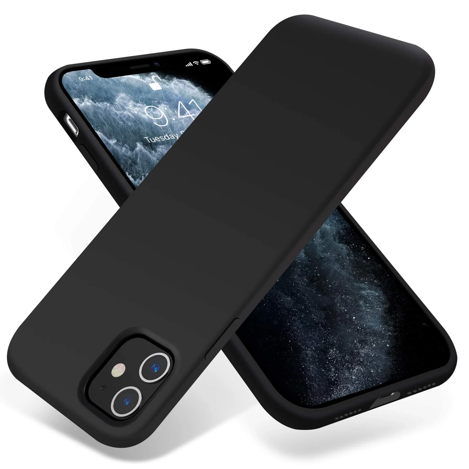 DL3 Mobilak Liquid Silicone Protective Case for iPhone 11 (6.1 Inch) with Camera Protection and Microfiber Lining - Black