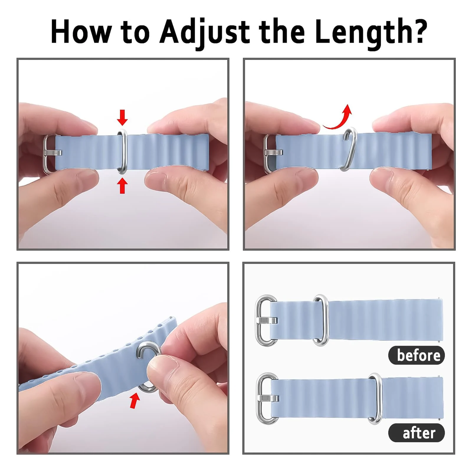 DL3 Mobilak 20mm Ocean Band for Samsung Galaxy Watch 7/6/5/4/FE Band 40mm 44mm/Galaxy Watch 6/4 Classic Bands 47mm 43mm 46mm 42mm/Watch 5 pro 45mm/3 41mm/Active 2, Adjustable Soft Silicone Sport Loop Ocean Strap - Baby Blue