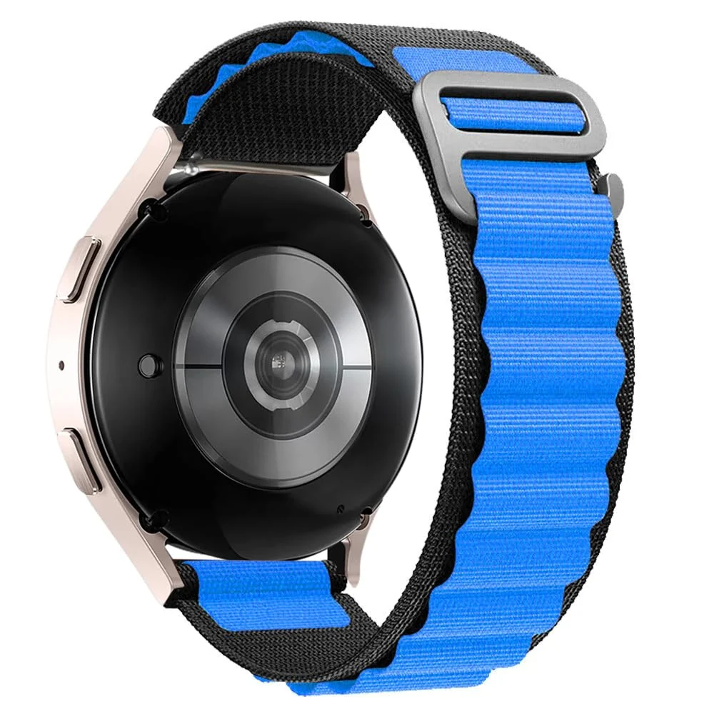 DL3 Mobilak Alpine Loop Bands Sport Nylon 20MM For Samsung Galaxy Watch 7 6 5 4 40mm 44mm/5 Pro 45mm/S2 classic/active 2 40mm 44mm/Amazfi GTS 2/2e/GTS 3/3 Pro/GTS 4/GTS 2 Mini/3 Mini/4 Mini/Bip 3 Pro - Black & Blue